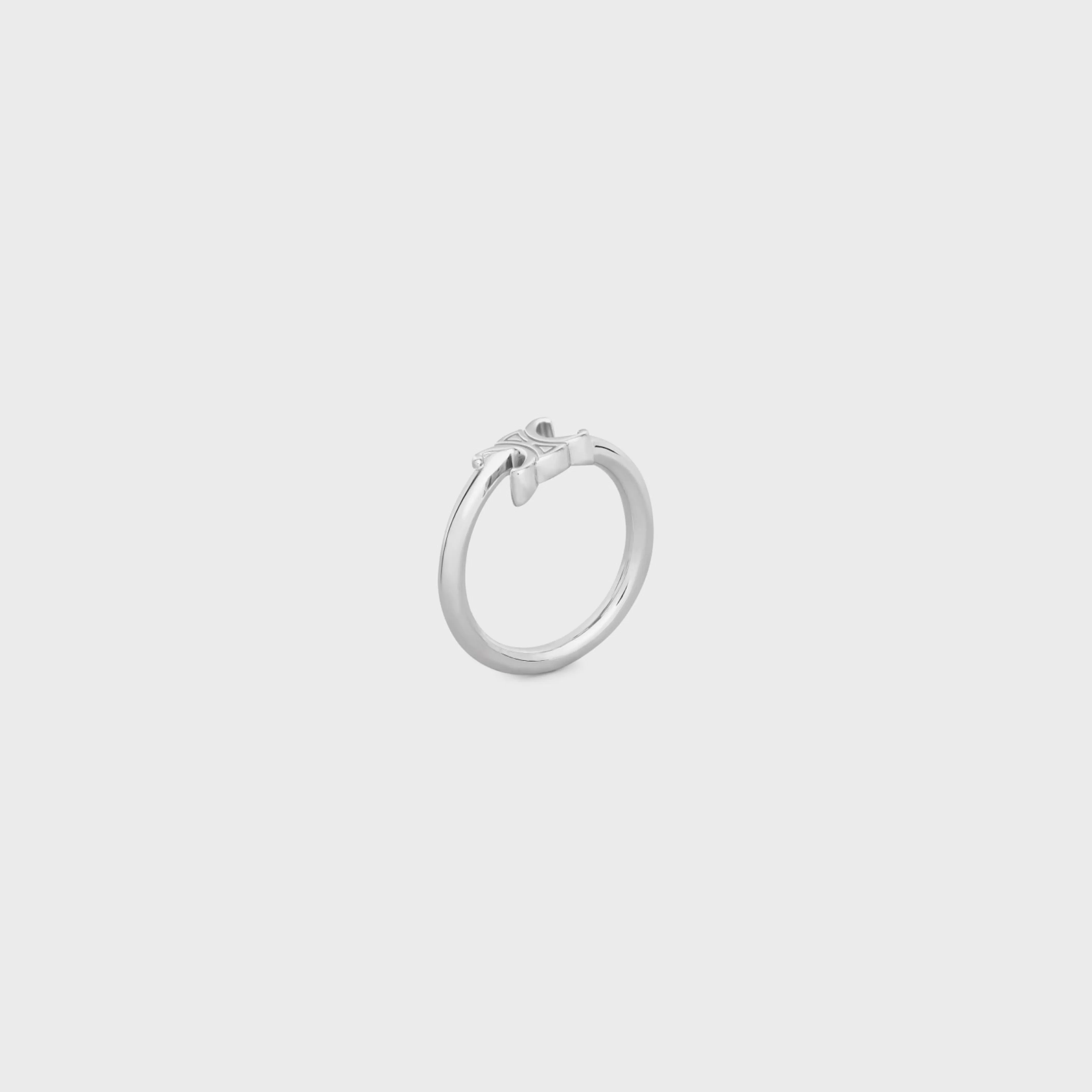 Triomphe Asymmetric Ring in Brass with Rhodium Finish^CELINE Outlet