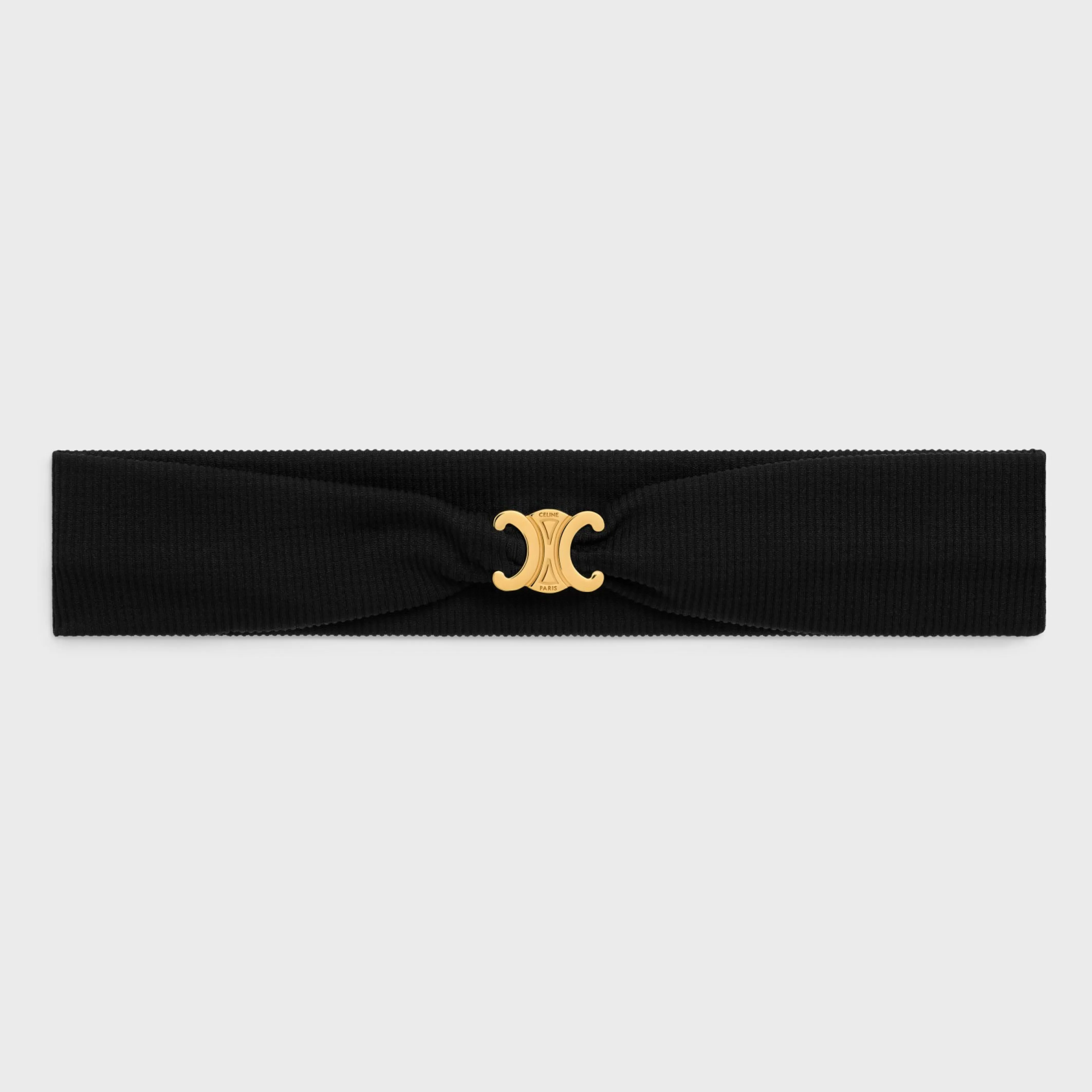 Triomphe Athletic Headband in Polyamide, Elastane and Brass with Gold Finish^CELINE Fashion