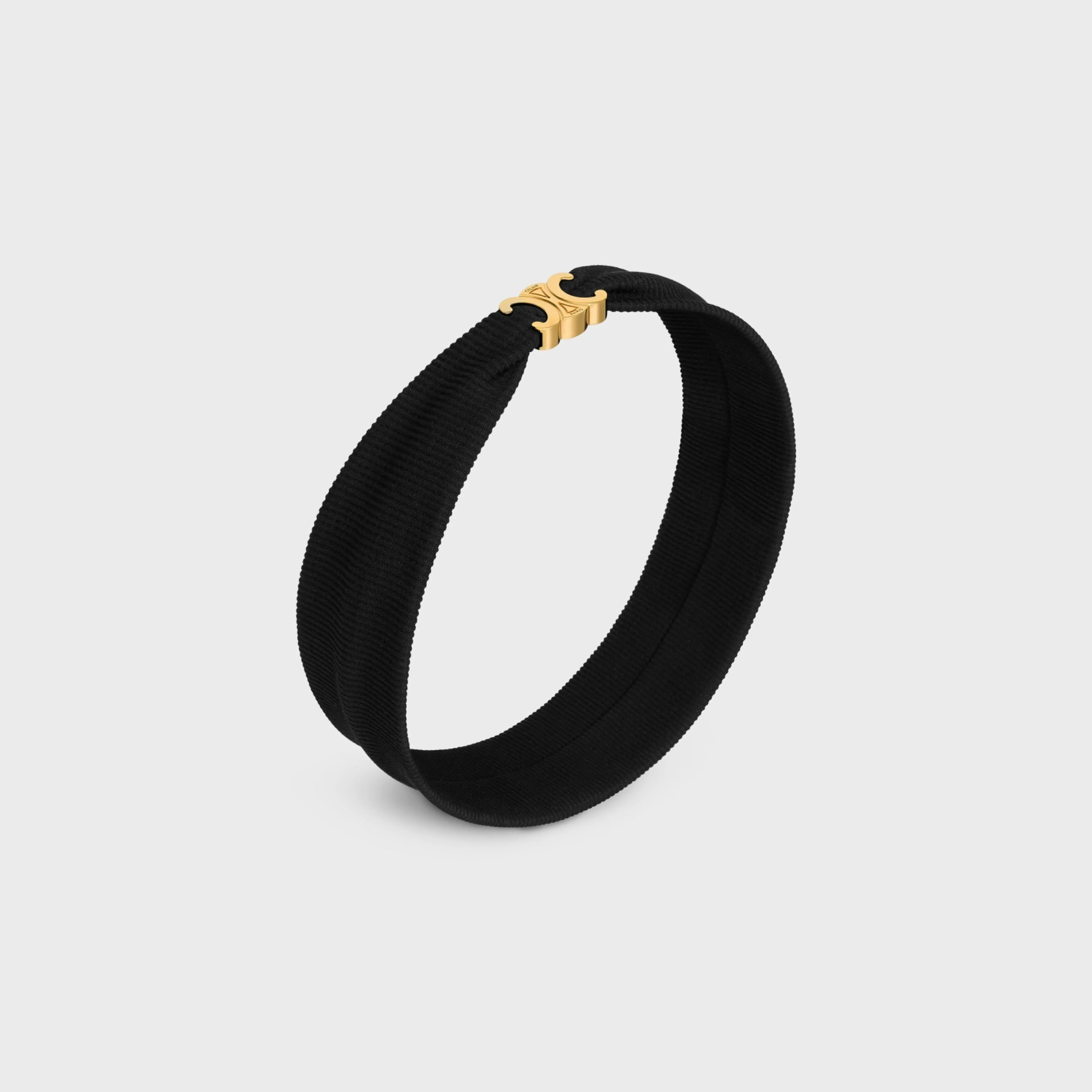Triomphe Athletic Headband in Polyamide, Elastane and Brass with Gold Finish^CELINE Fashion