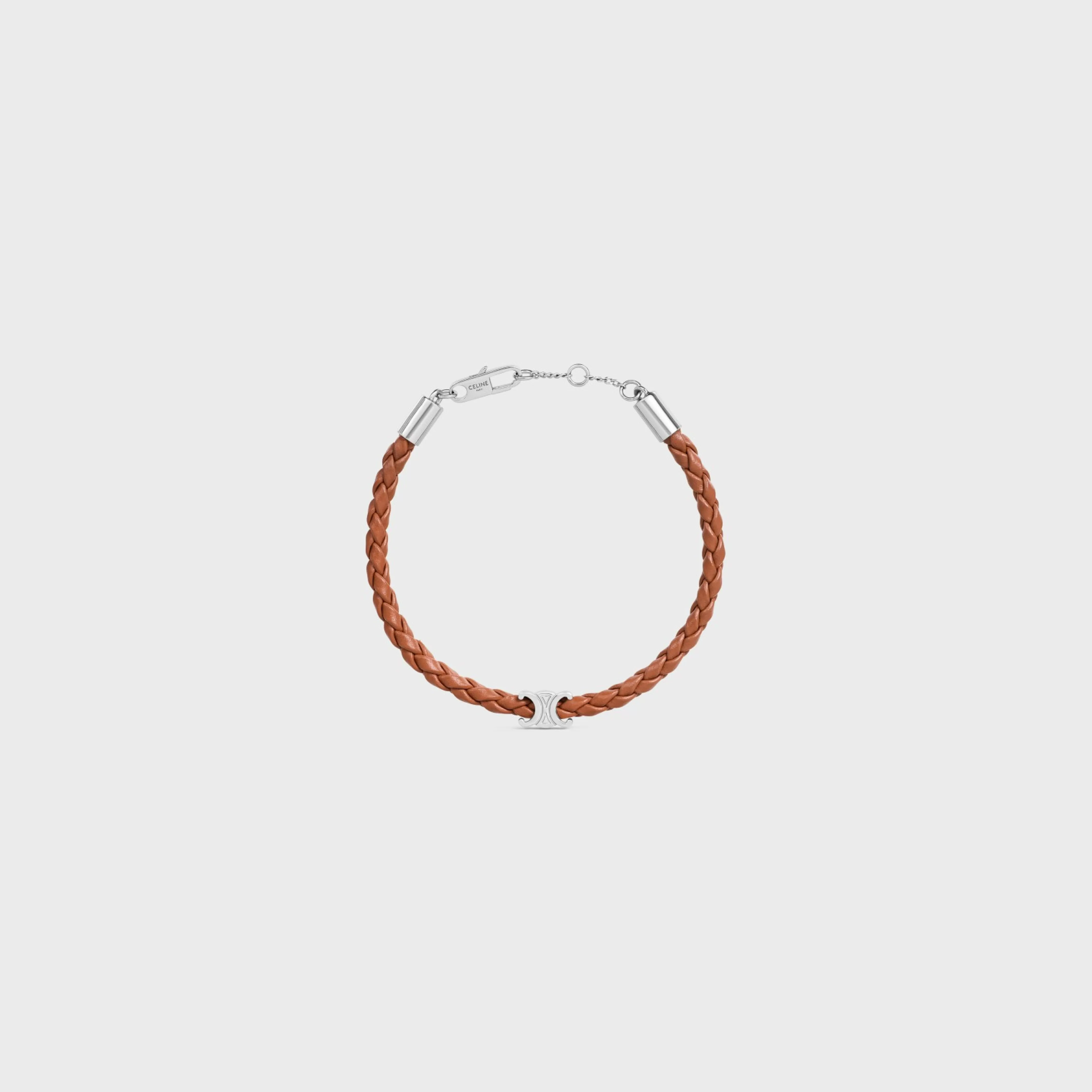 Triomphe Beach Bracelet in Smooth Calfskin and Brass with Rhodium Finish^CELINE Flash Sale