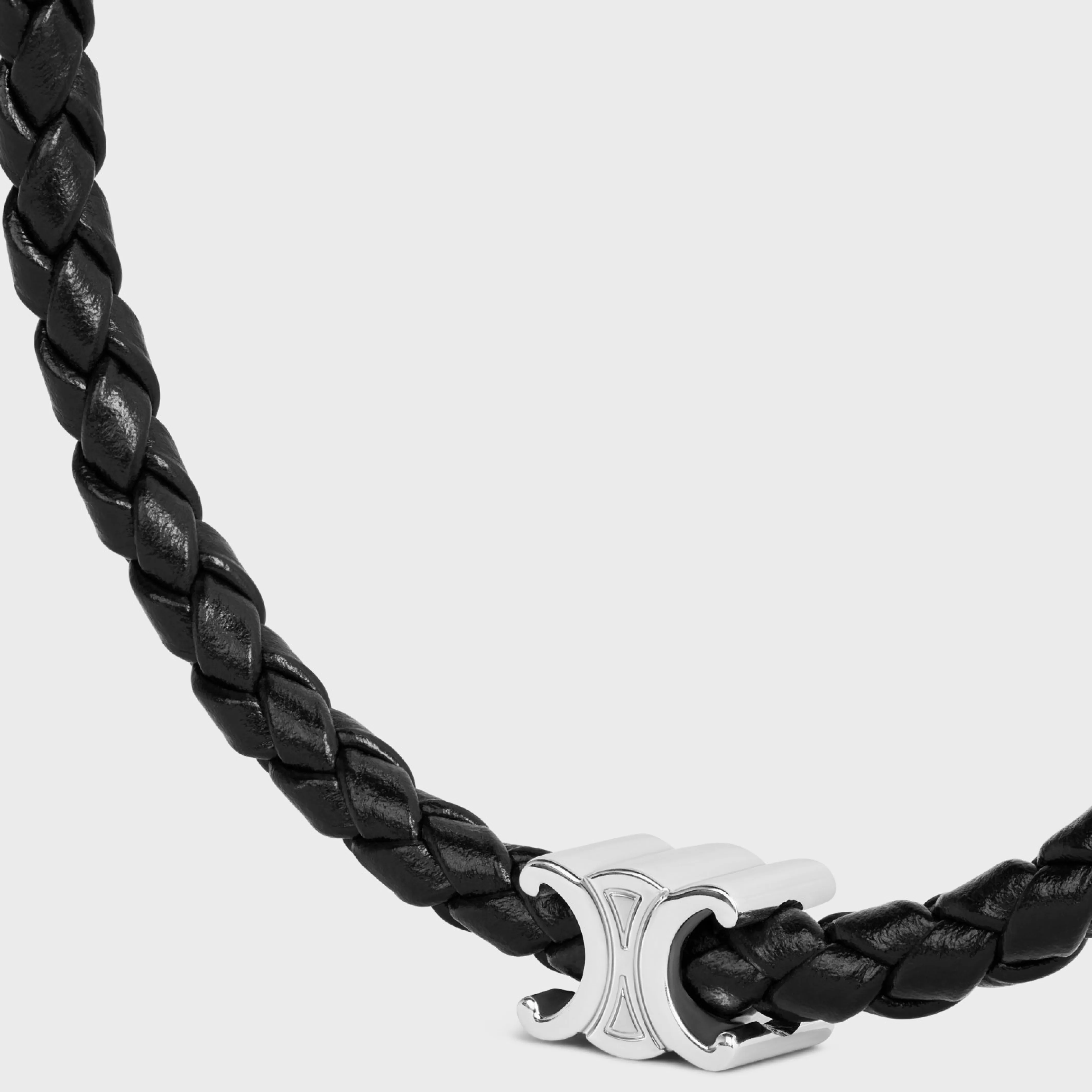 Triomphe Beach Bracelet in Smooth Calfskin and Brass with Rhodium Finish^CELINE Flash Sale