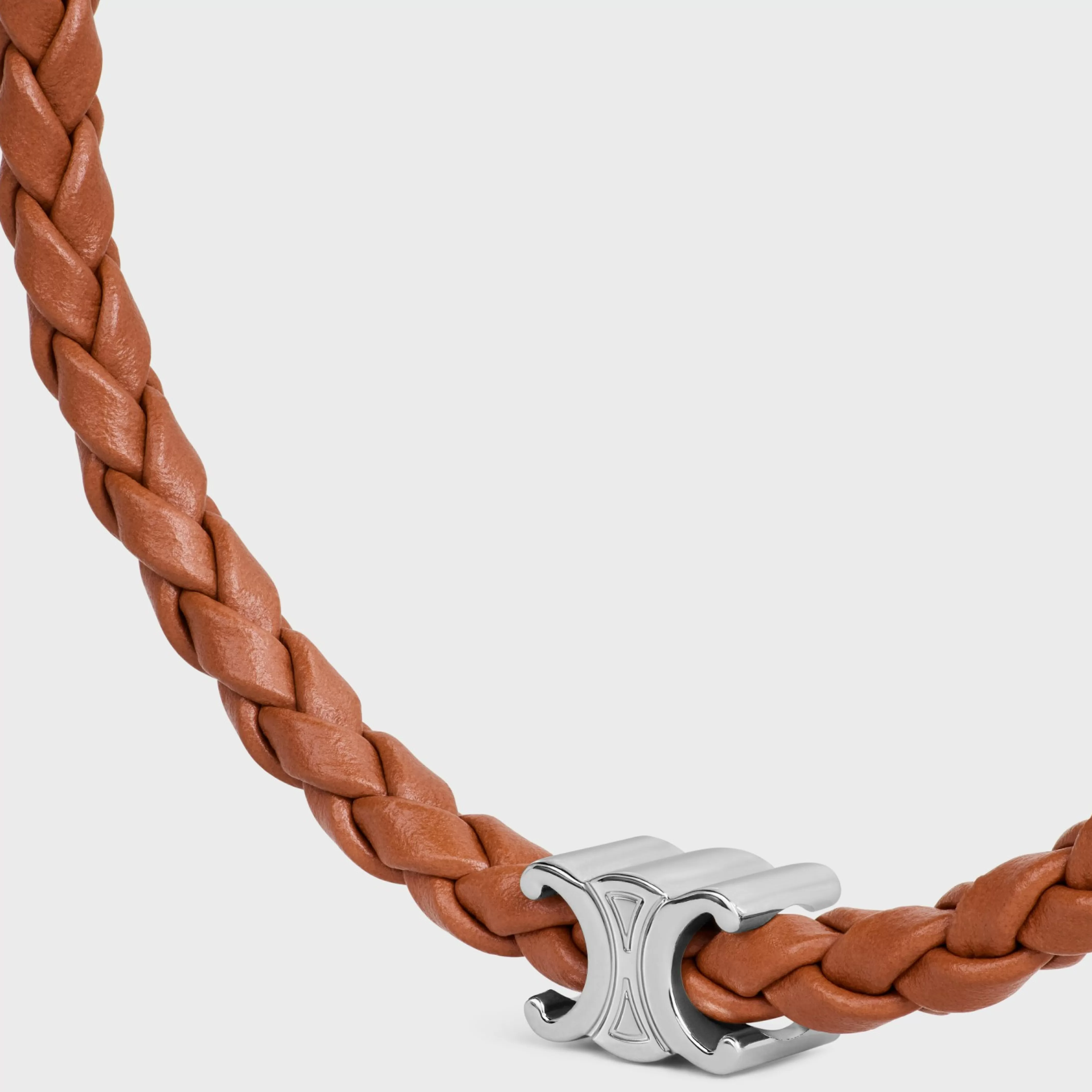 Triomphe Beach Bracelet in Smooth Calfskin and Brass with Rhodium Finish^CELINE Flash Sale