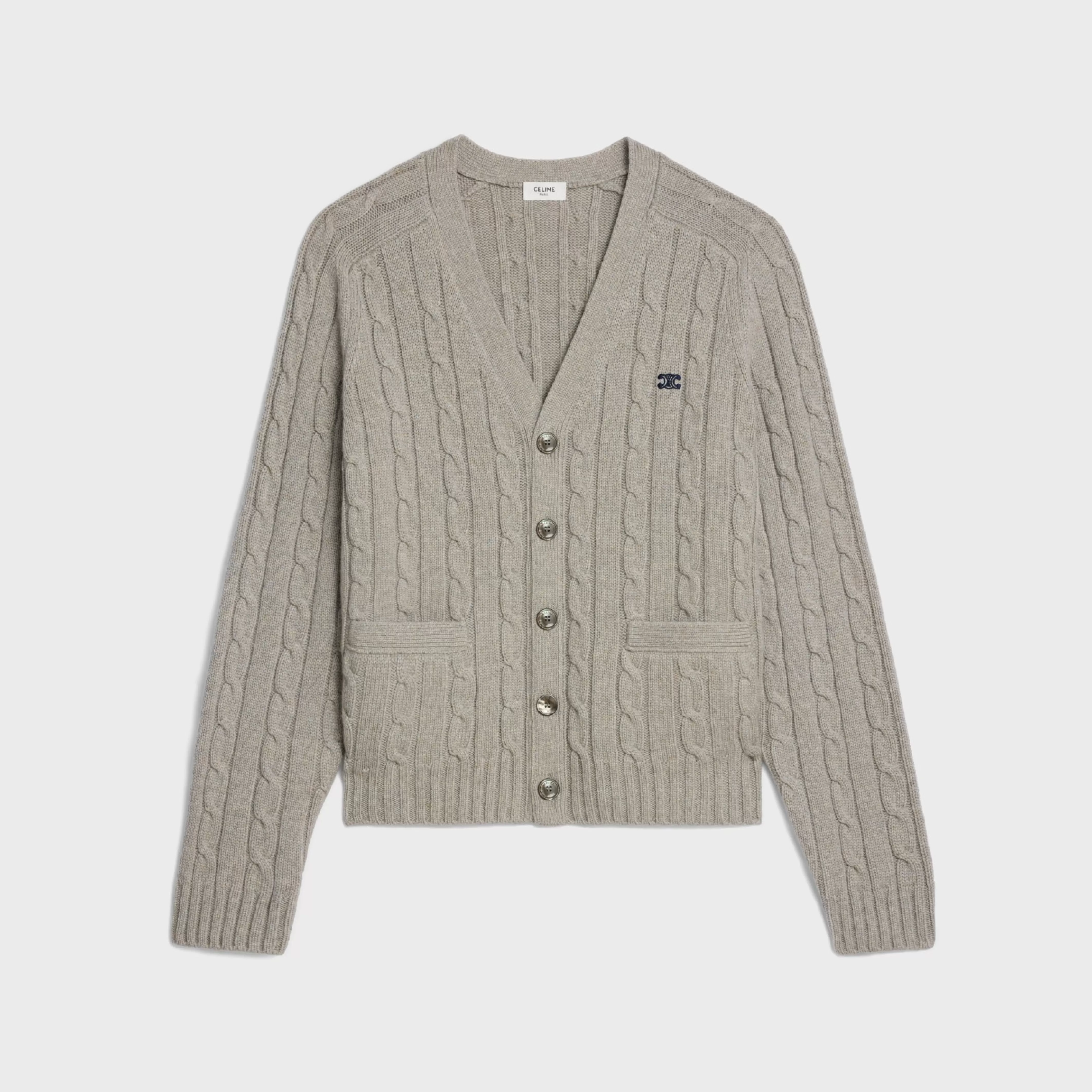 triomphe cardigan in cable-knit cashmere^CELINE New