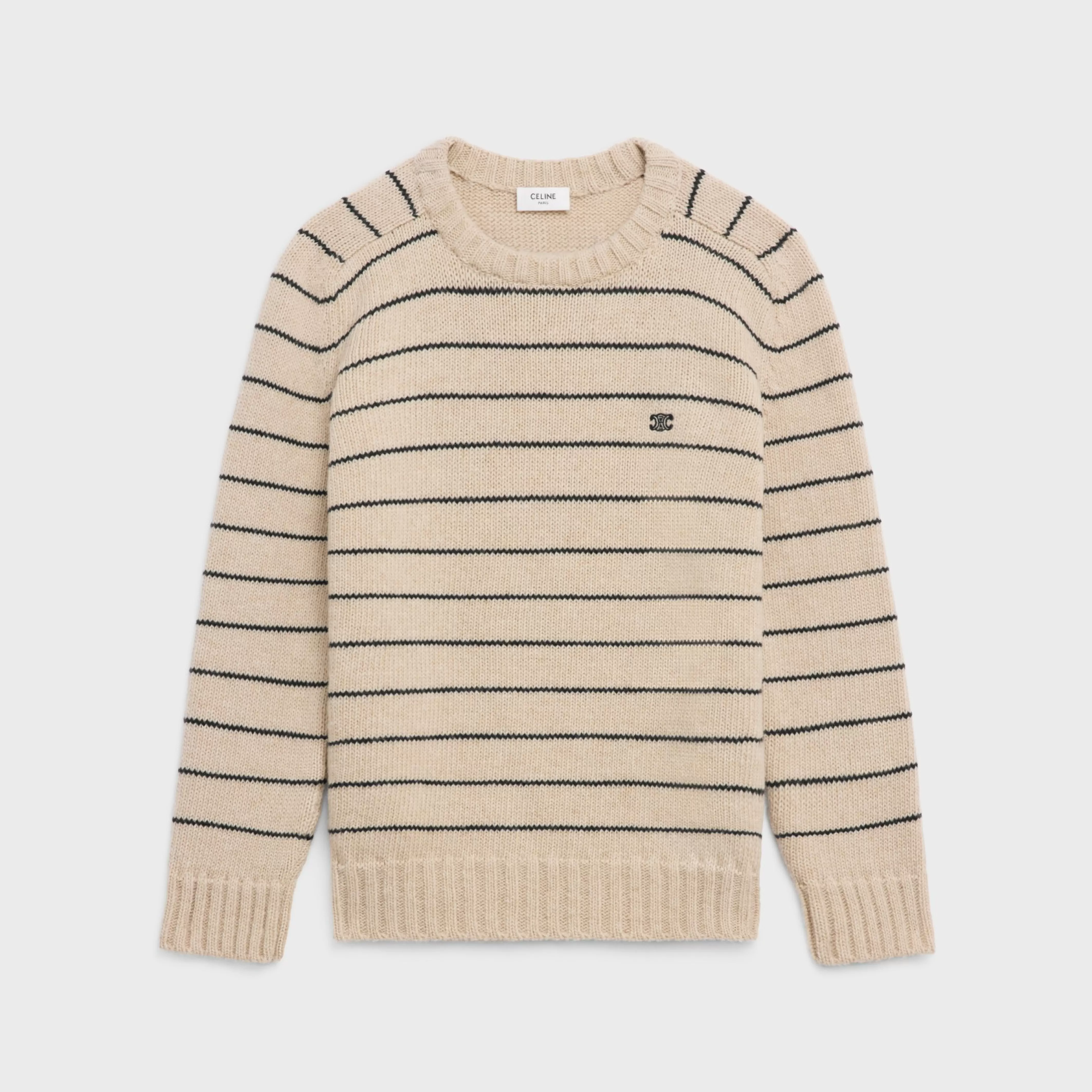 triomphe crew neck sweater in striped wool^CELINE Flash Sale