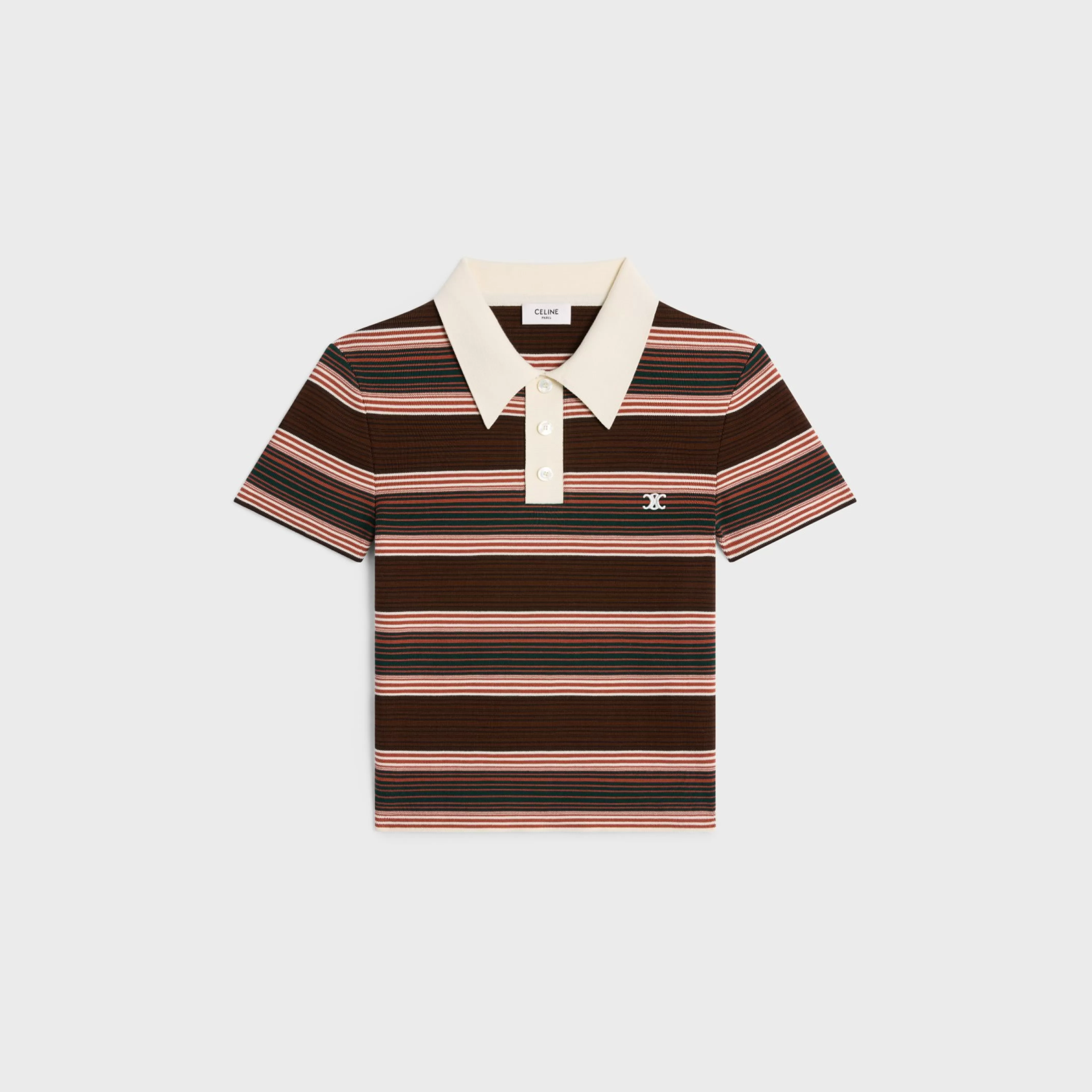 triomphe cropped polo shirt in striped cotton^CELINE Flash Sale