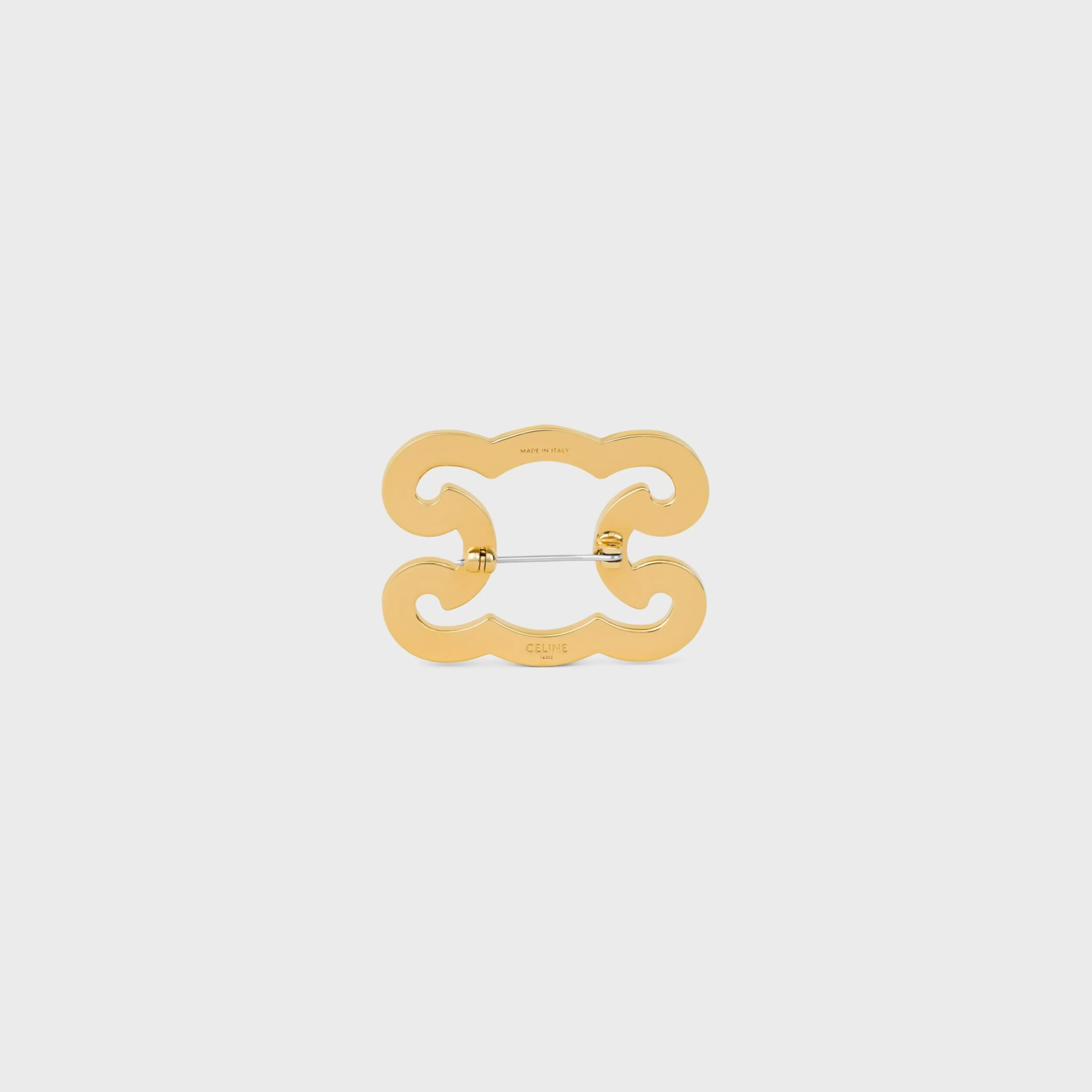 Triomphe Frame Sparkle Brooch in Strass, Brass with Gold Finish and Steel^CELINE Store