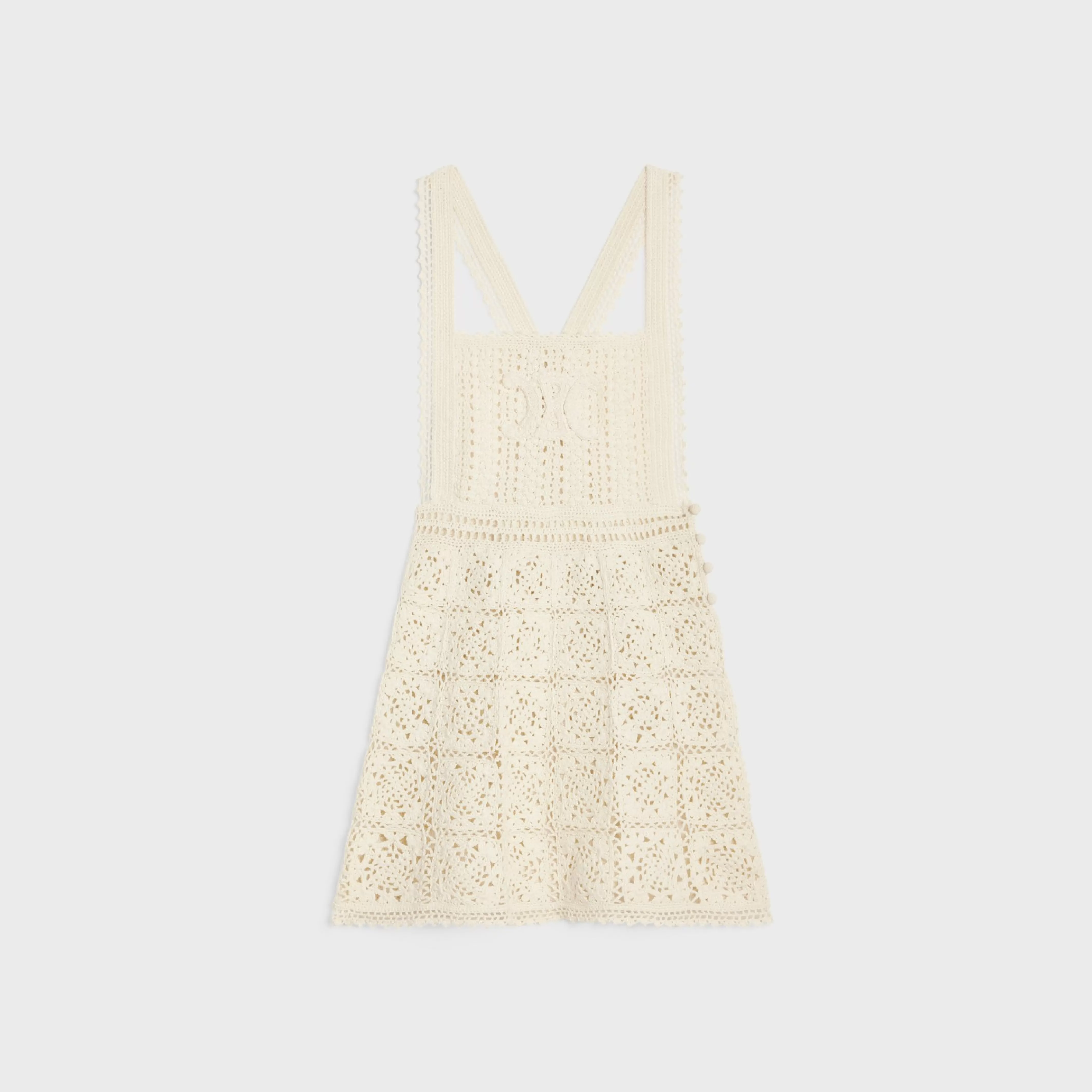 triomphe mini dress in crocheted cotton^CELINE Cheap