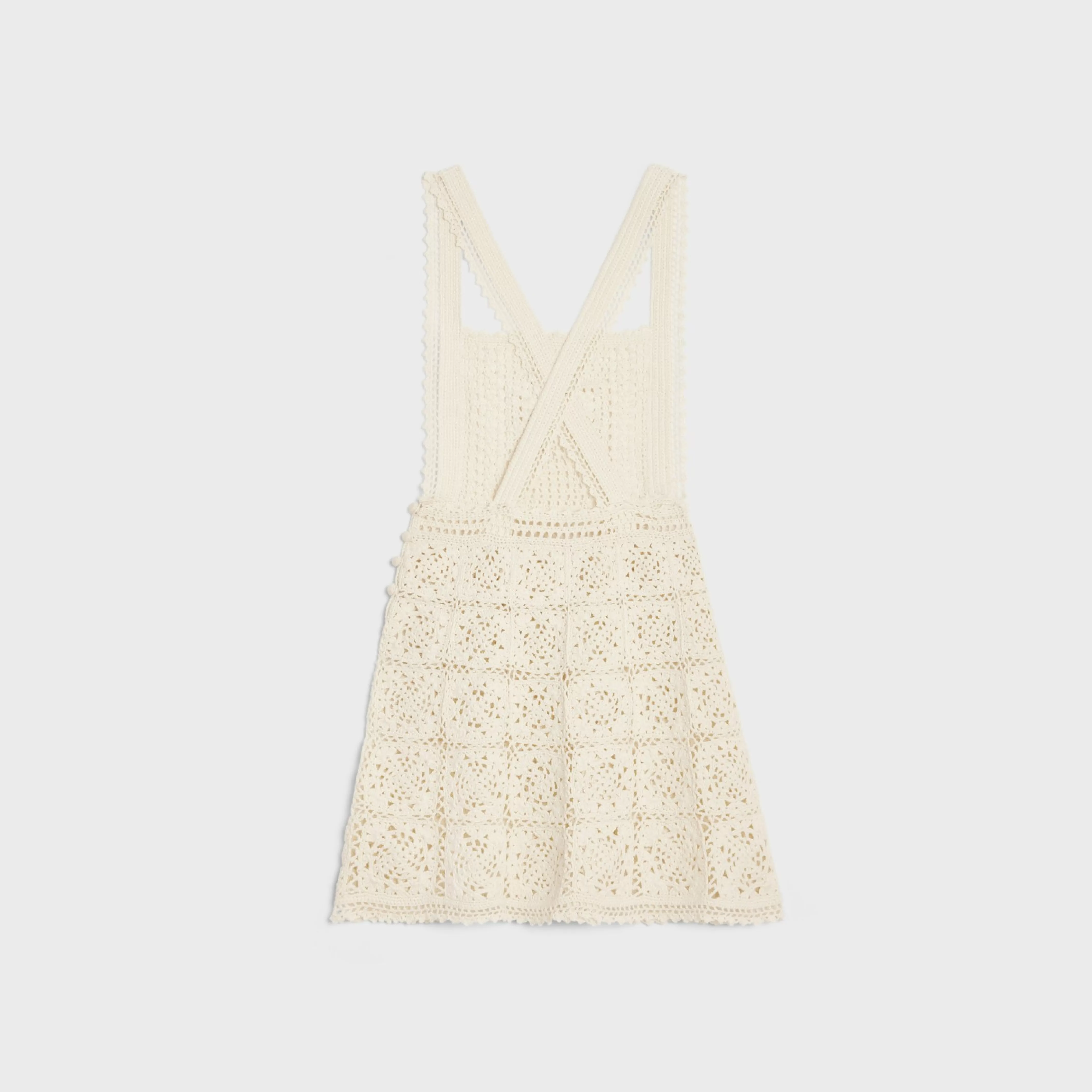 triomphe mini dress in crocheted cotton^CELINE Cheap