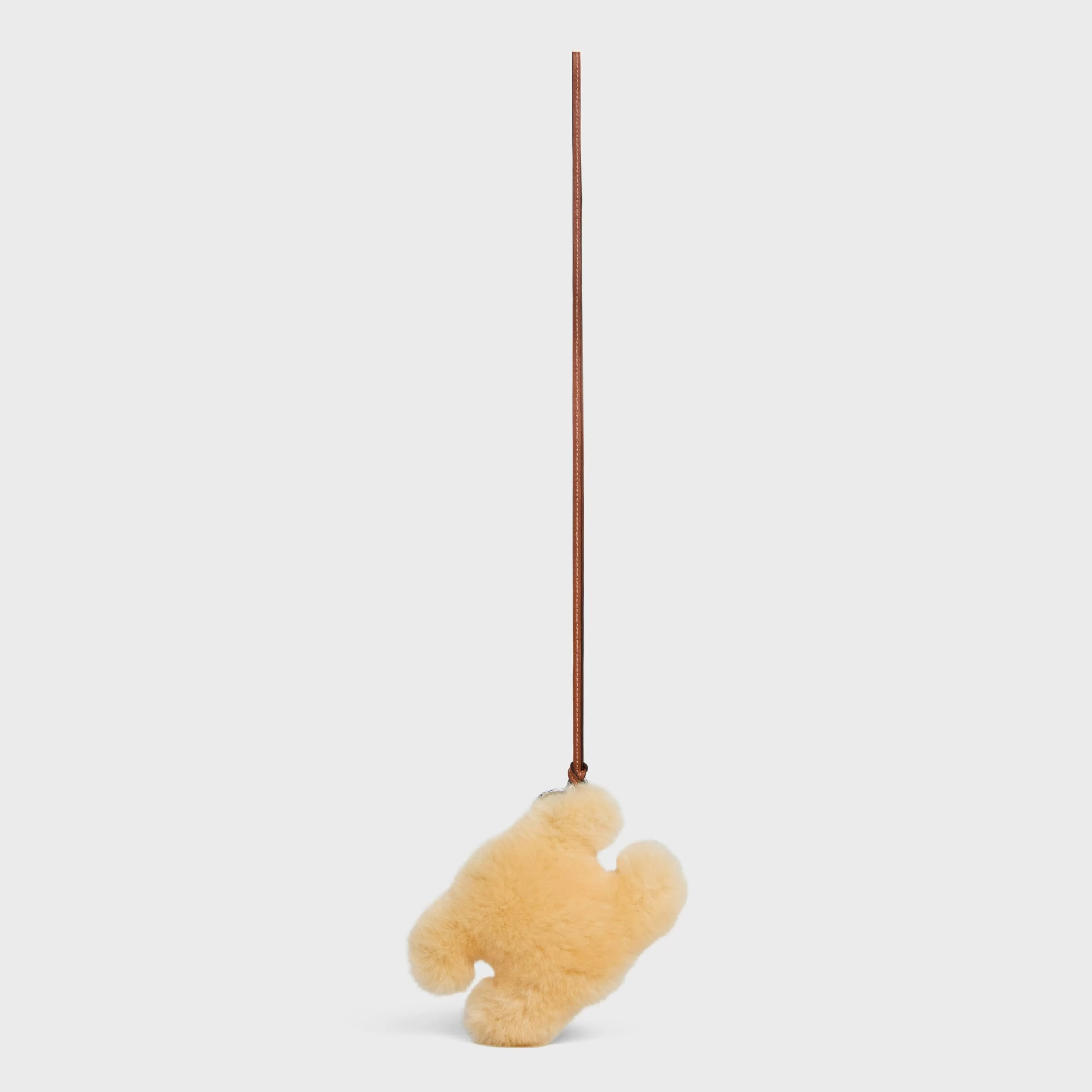 TRIOMPHE POM-POM KEYRING in SHEARLING AND SMOOTH CALFSKIN^CELINE Best