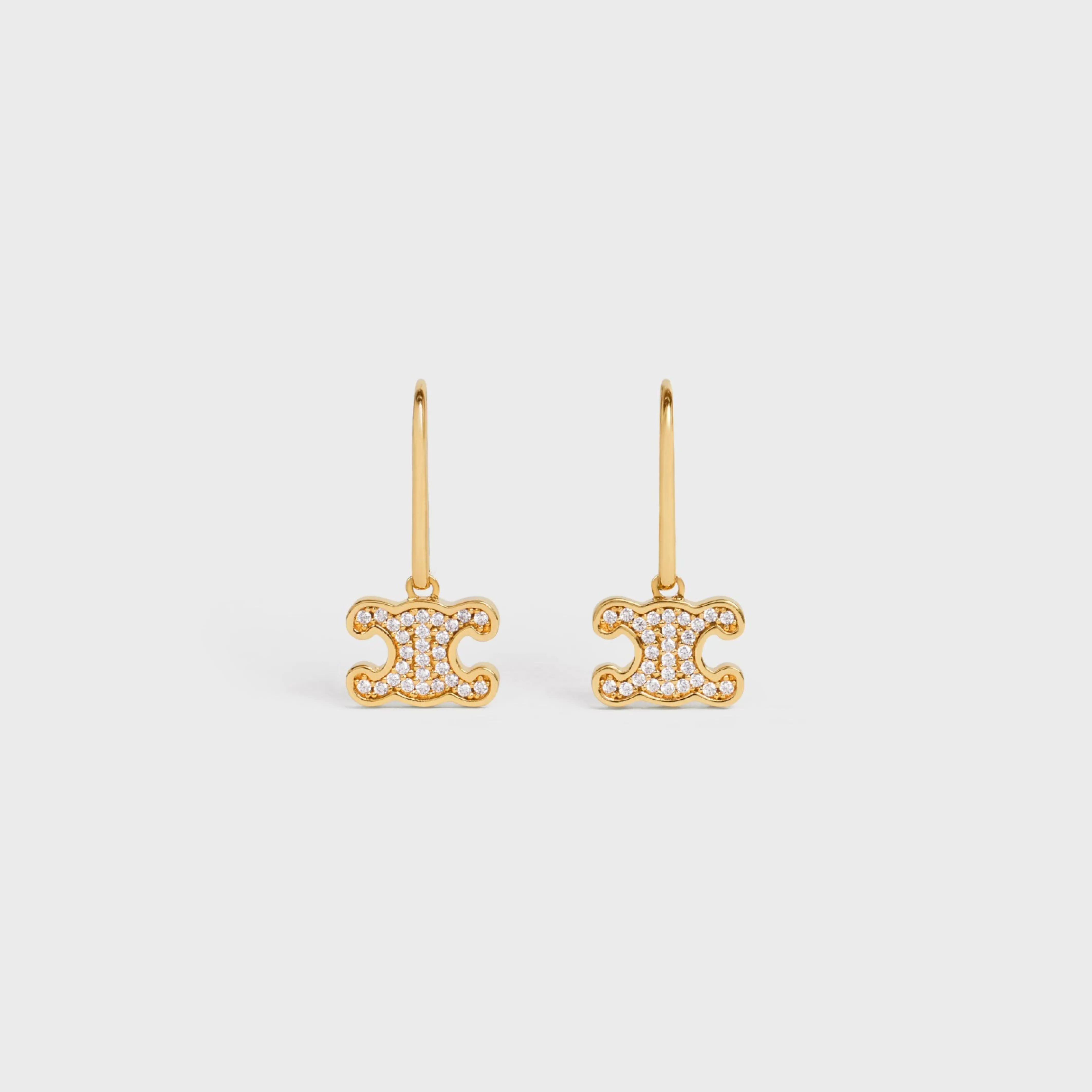 Triomphe Rhinestone Earrings in Brass with Gold Finish and Crystals^CELINE Discount
