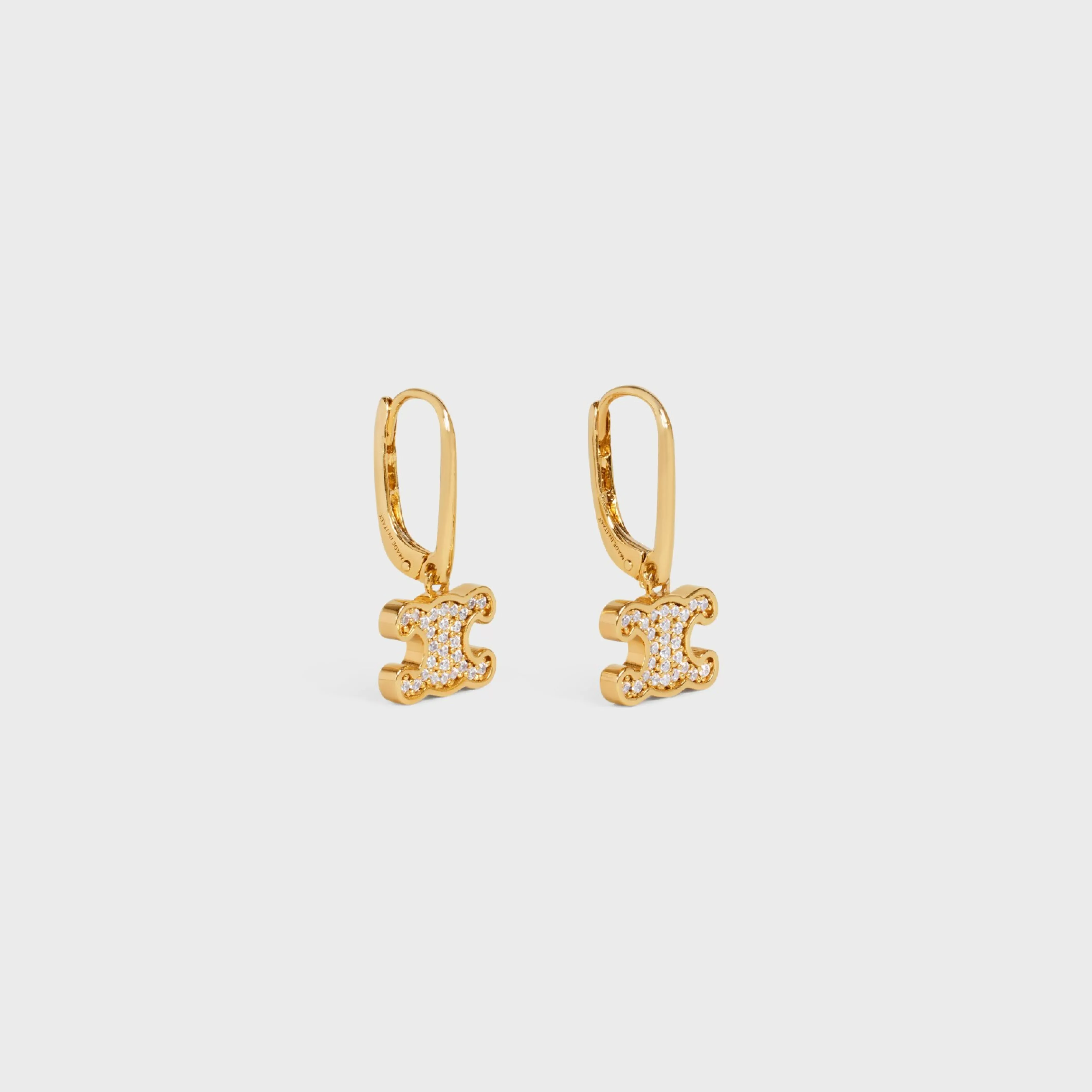 Triomphe Rhinestone Earrings in Brass with Gold Finish and Crystals^CELINE Discount