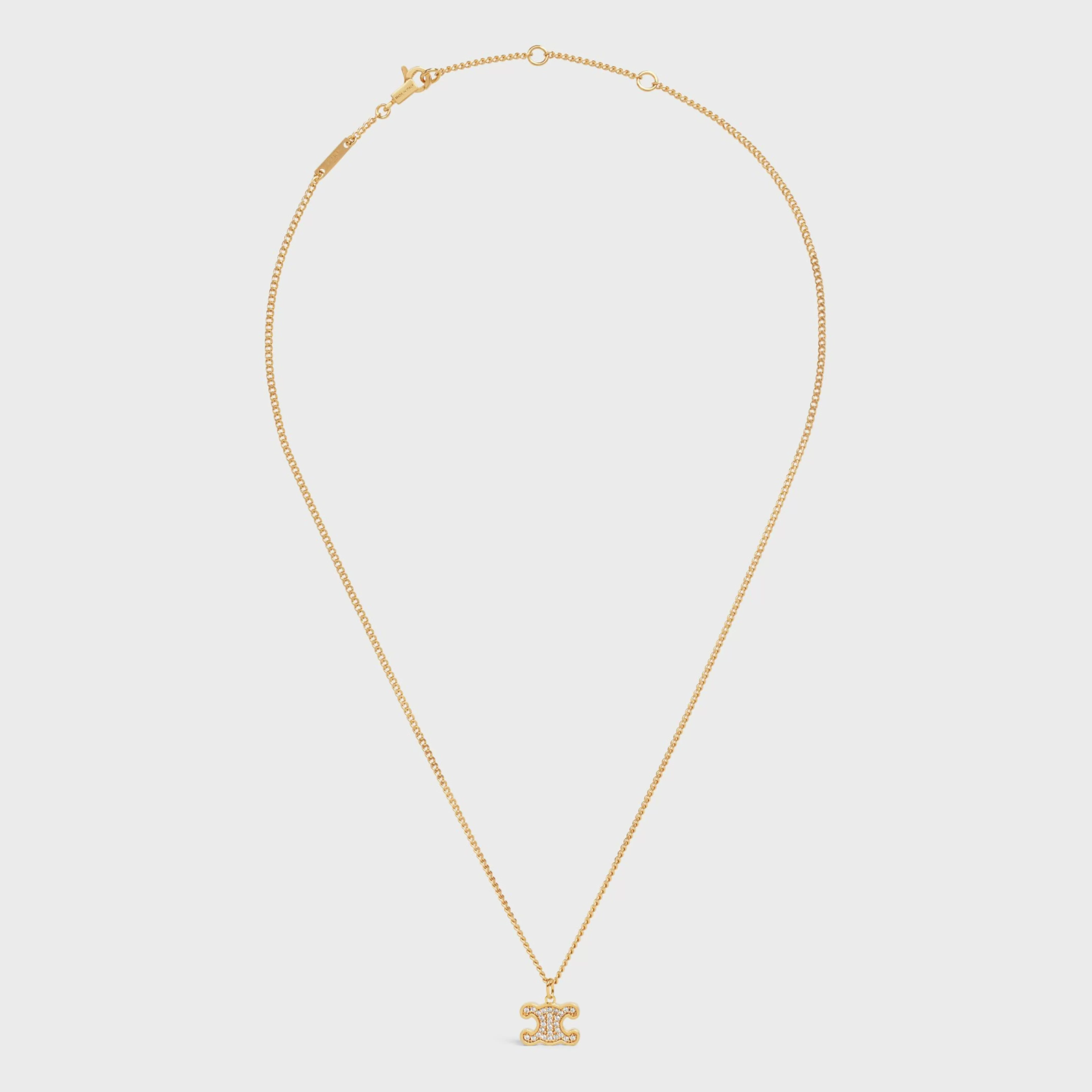 Triomphe Rhinestone Necklace in Brass with Gold Finish and Crystals^CELINE Hot
