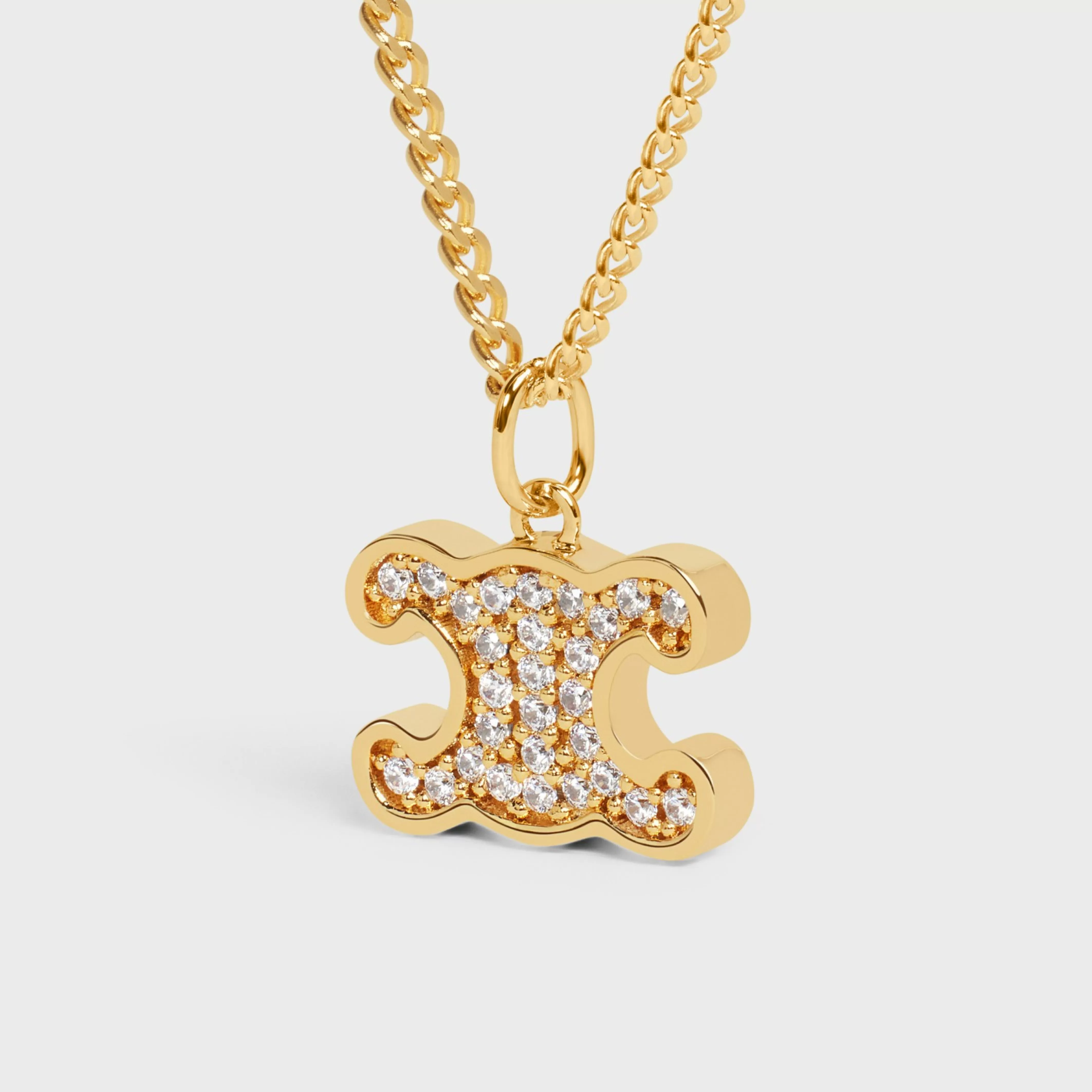 Triomphe Rhinestone Necklace in Brass with Gold Finish and Crystals^CELINE Hot