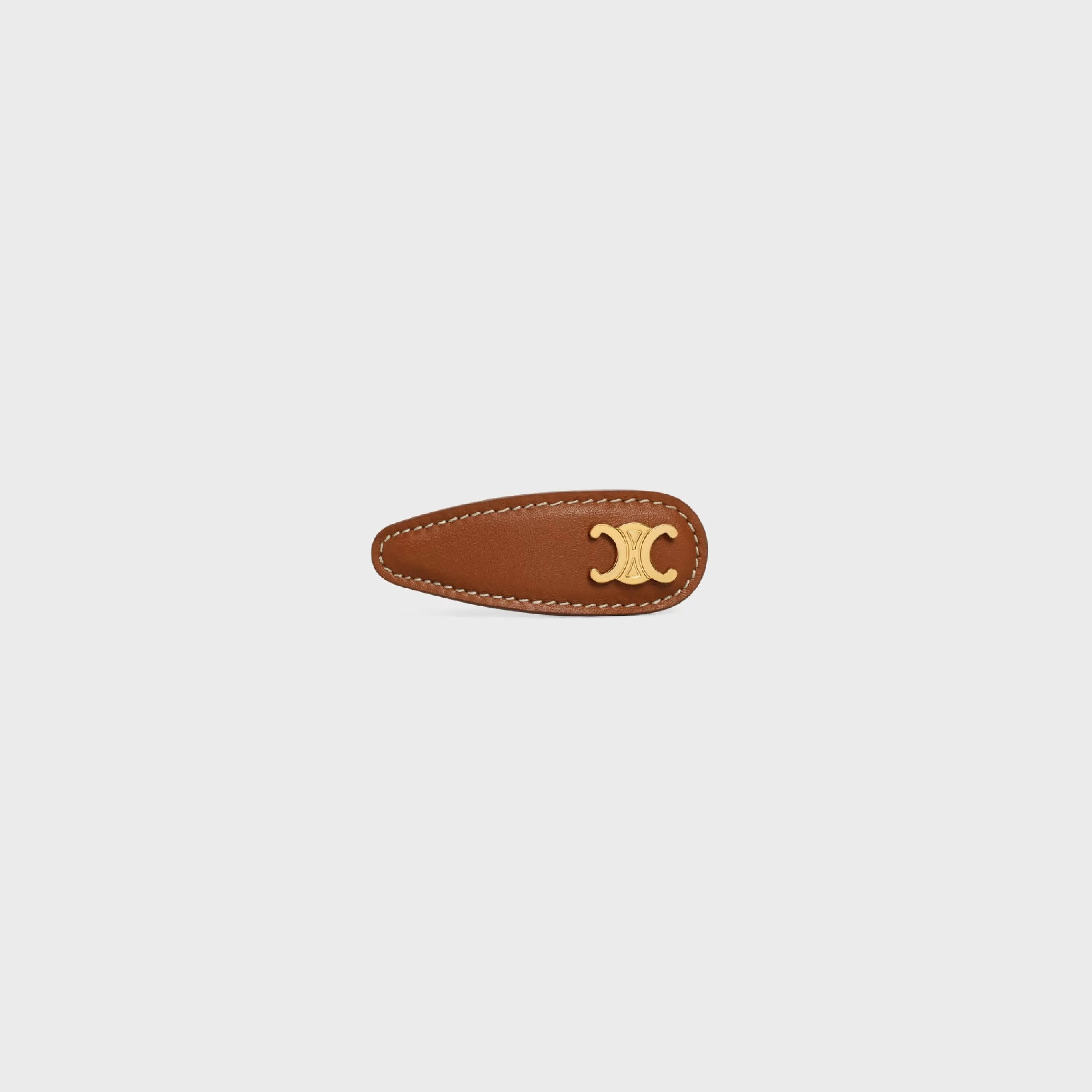 Triomphe Snap Hair Clip in Calfskin, Brass with Gold Finish and Steel^CELINE Flash Sale