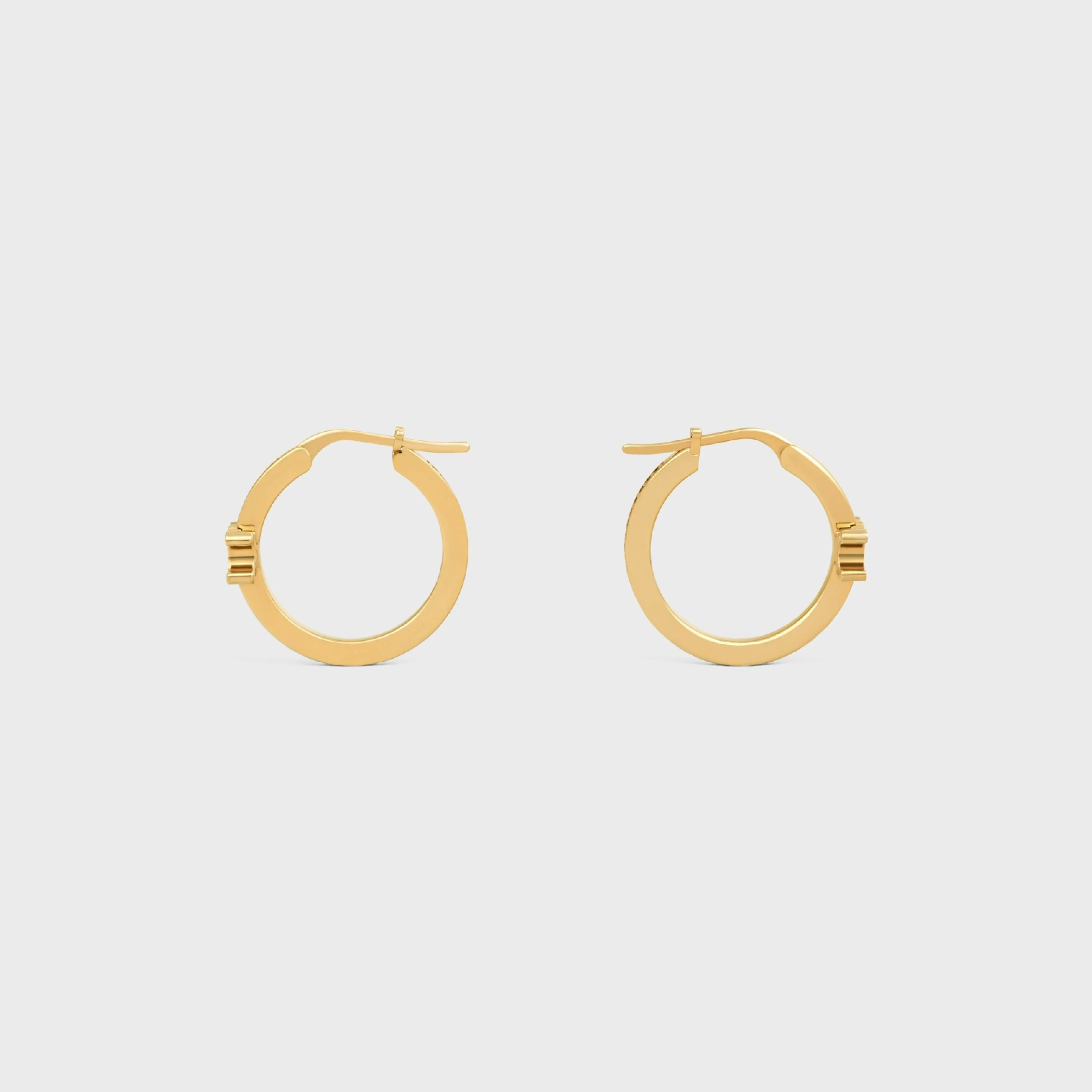 Triomphe Sparkle Hoops in Strass and Brass with Gold Finish^CELINE Shop