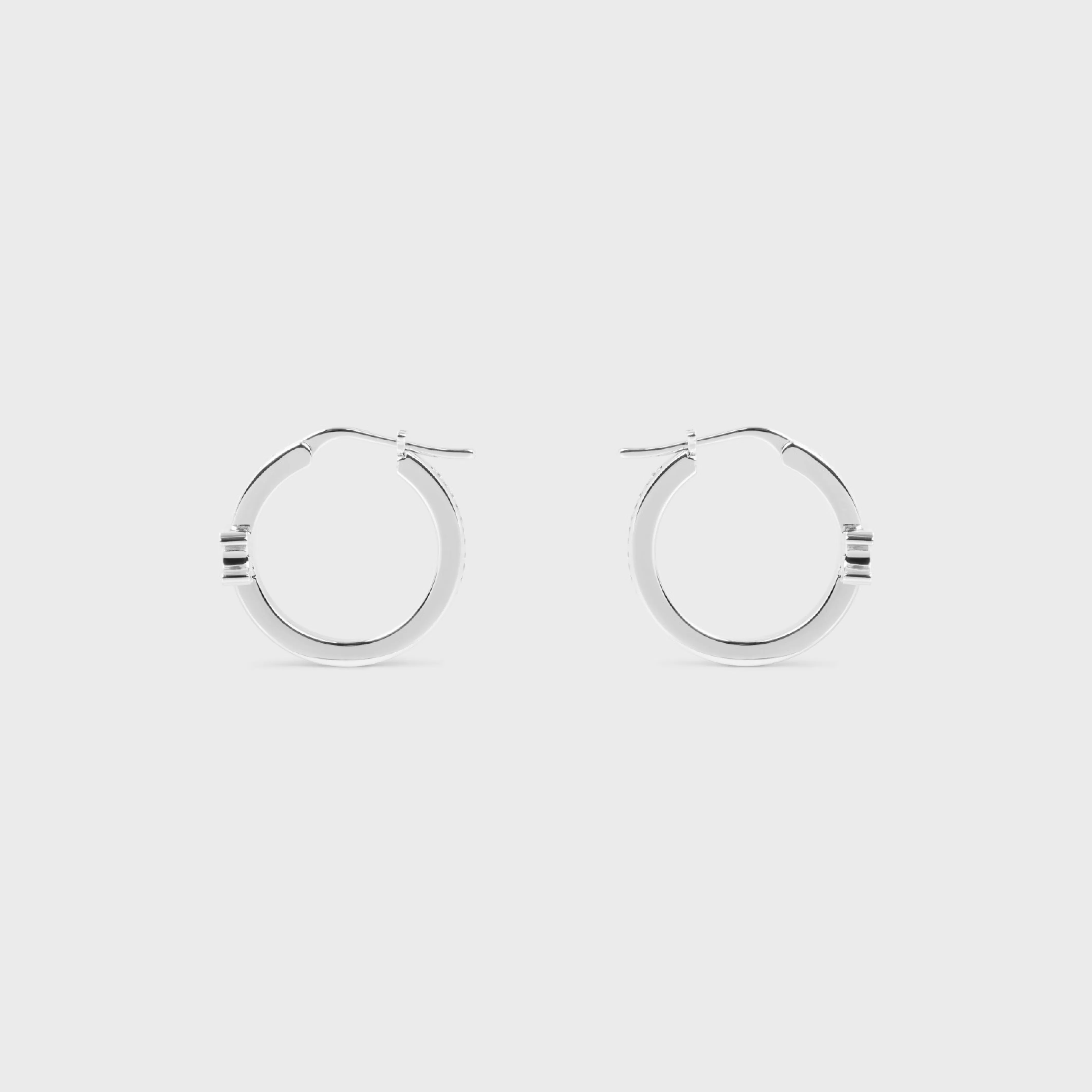 Triomphe Sparkle Hoops in Strass and Brass with Rhodium Finish^CELINE New