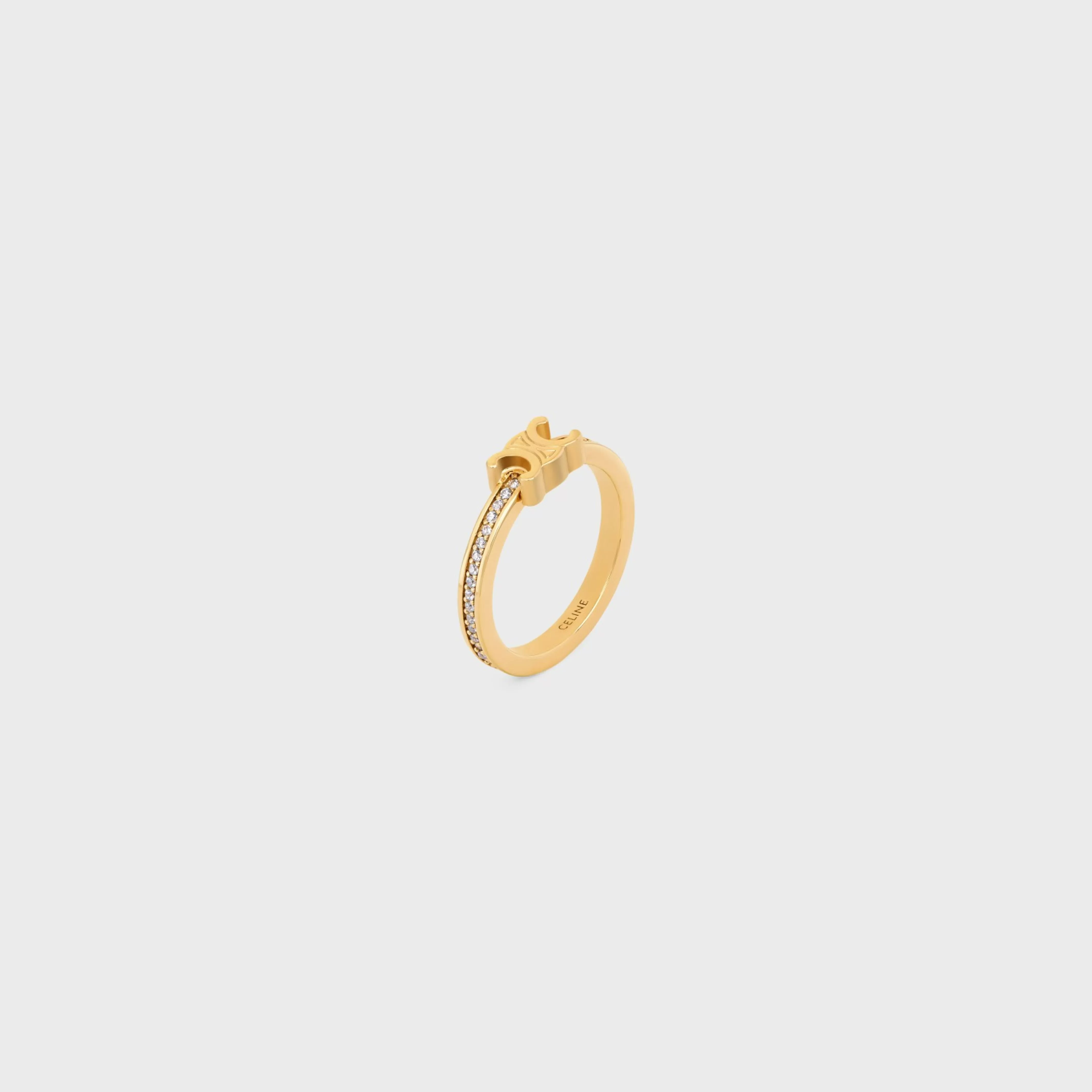 Triomphe Sparkle Ring in Strass and Brass with Gold Finish^CELINE Fashion