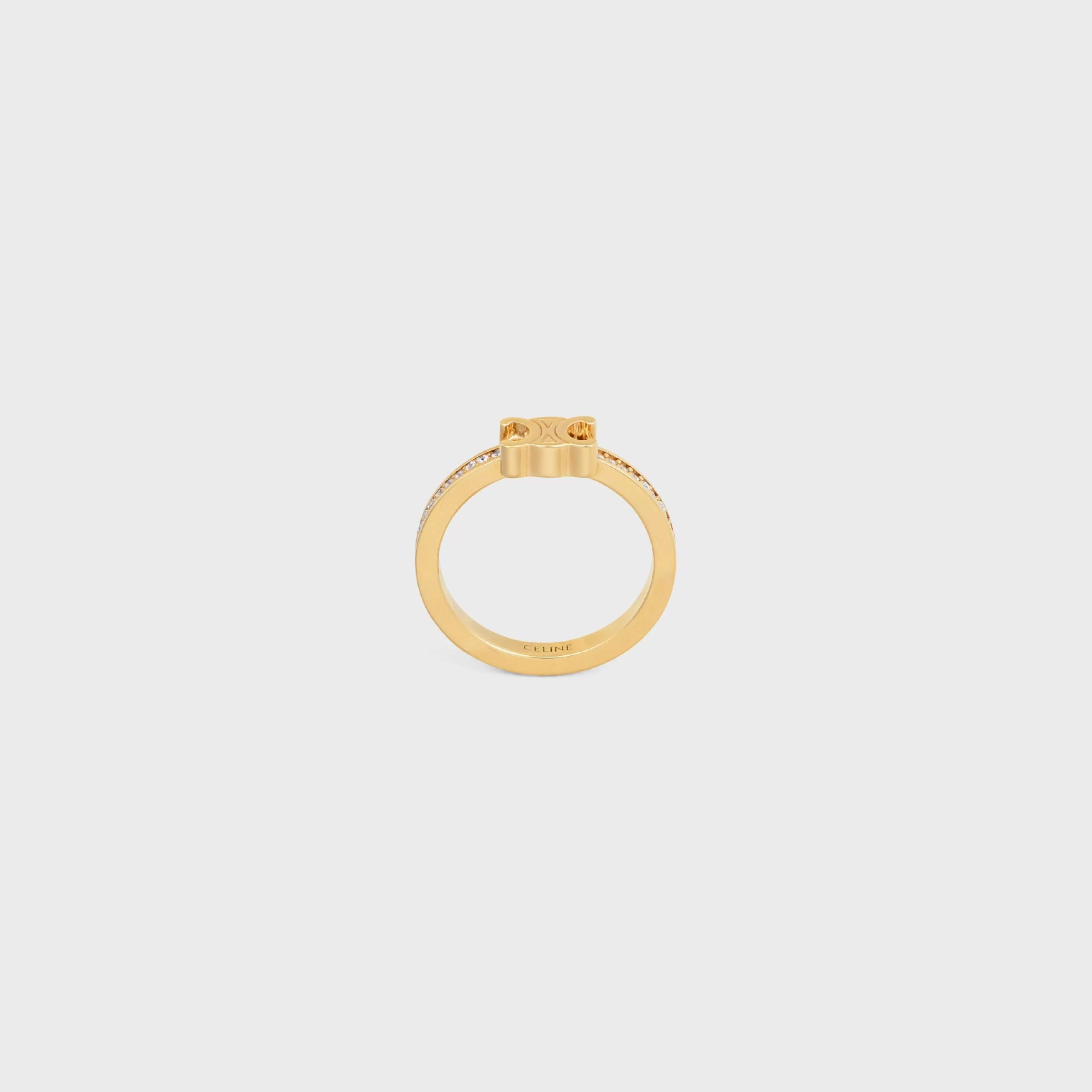 Triomphe Sparkle Ring in Strass and Brass with Gold Finish^CELINE Fashion