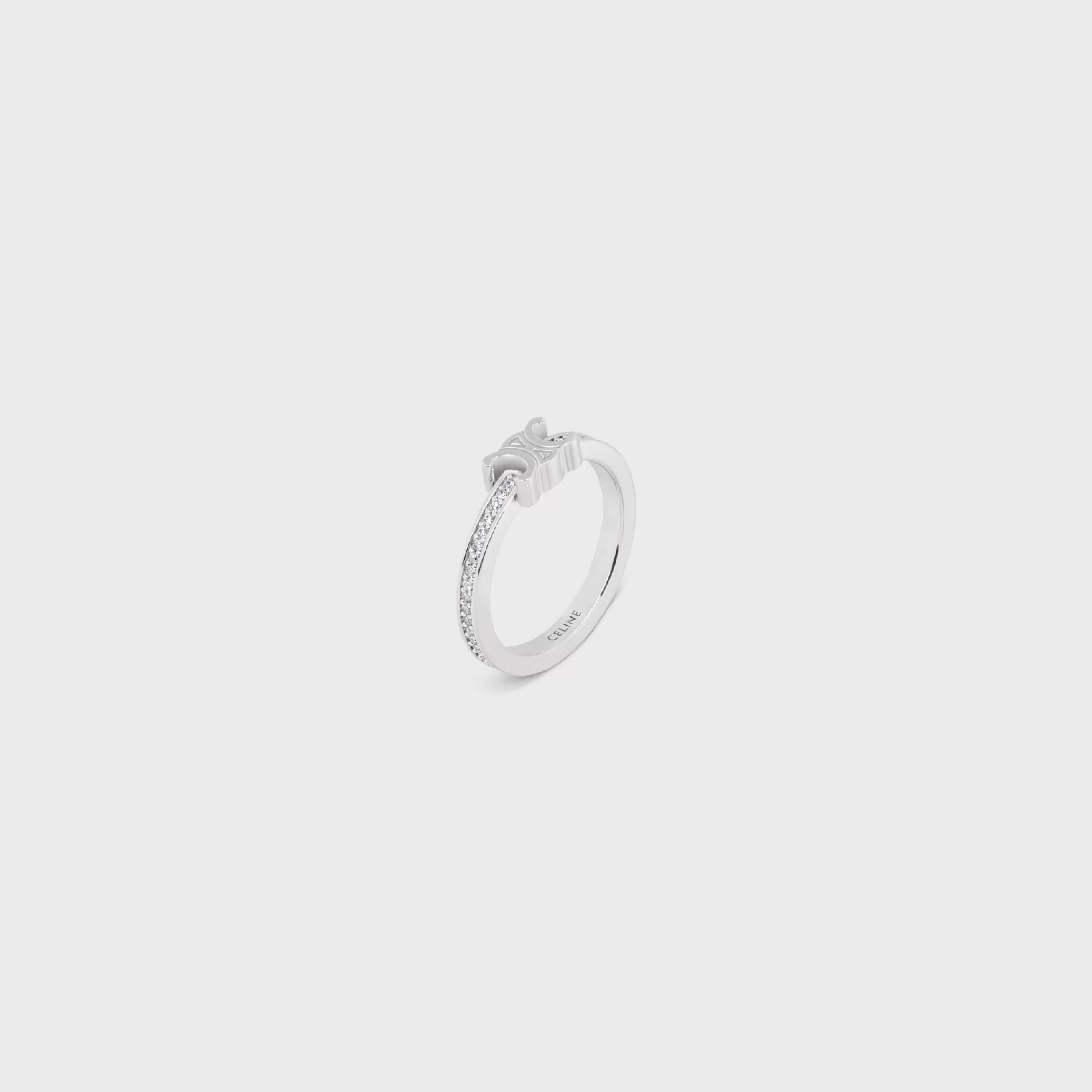 Triomphe Sparkle Ring in Strass and Brass with Rhodium Finish^CELINE Clearance