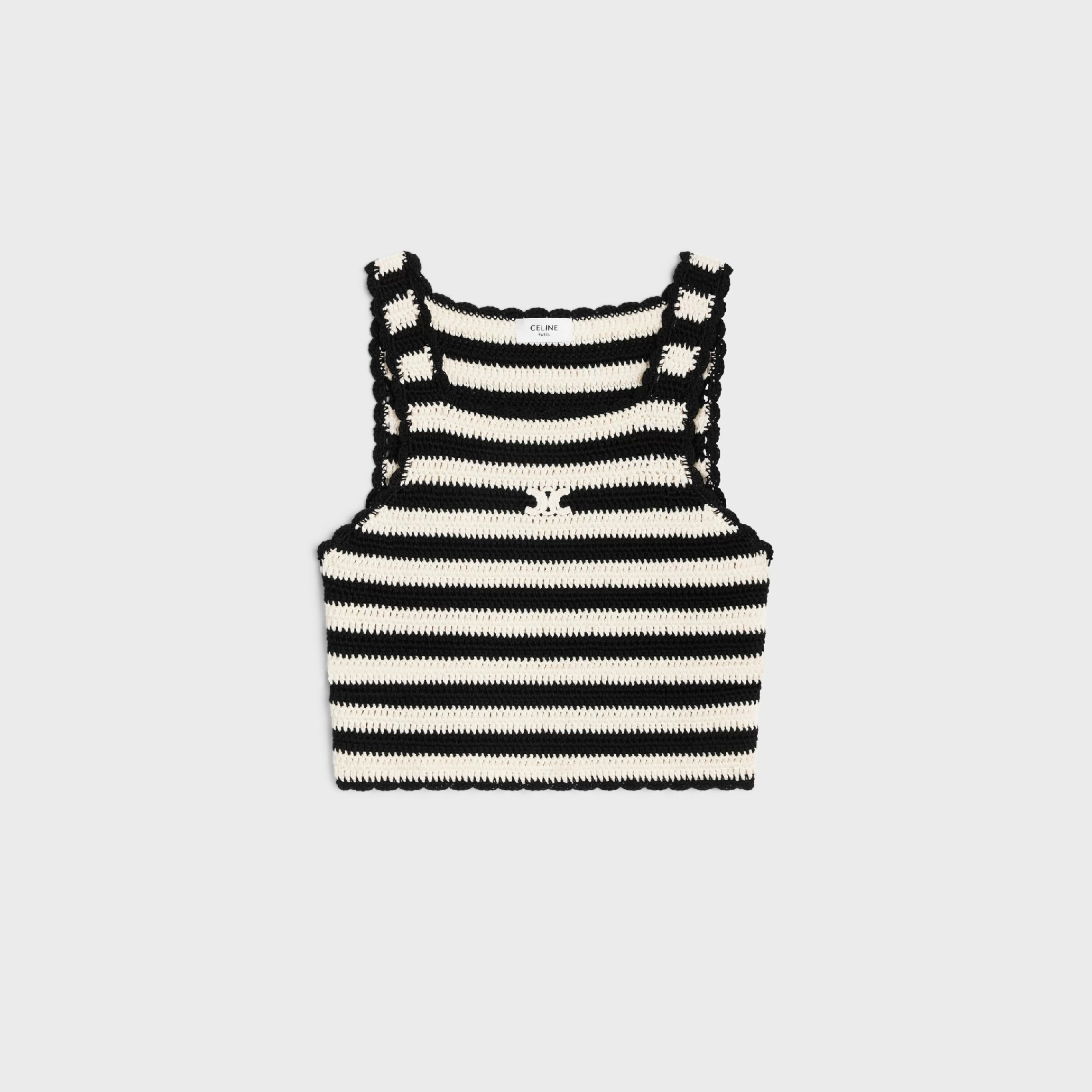 triomphe striped crop top in crocheted cotton^CELINE Best