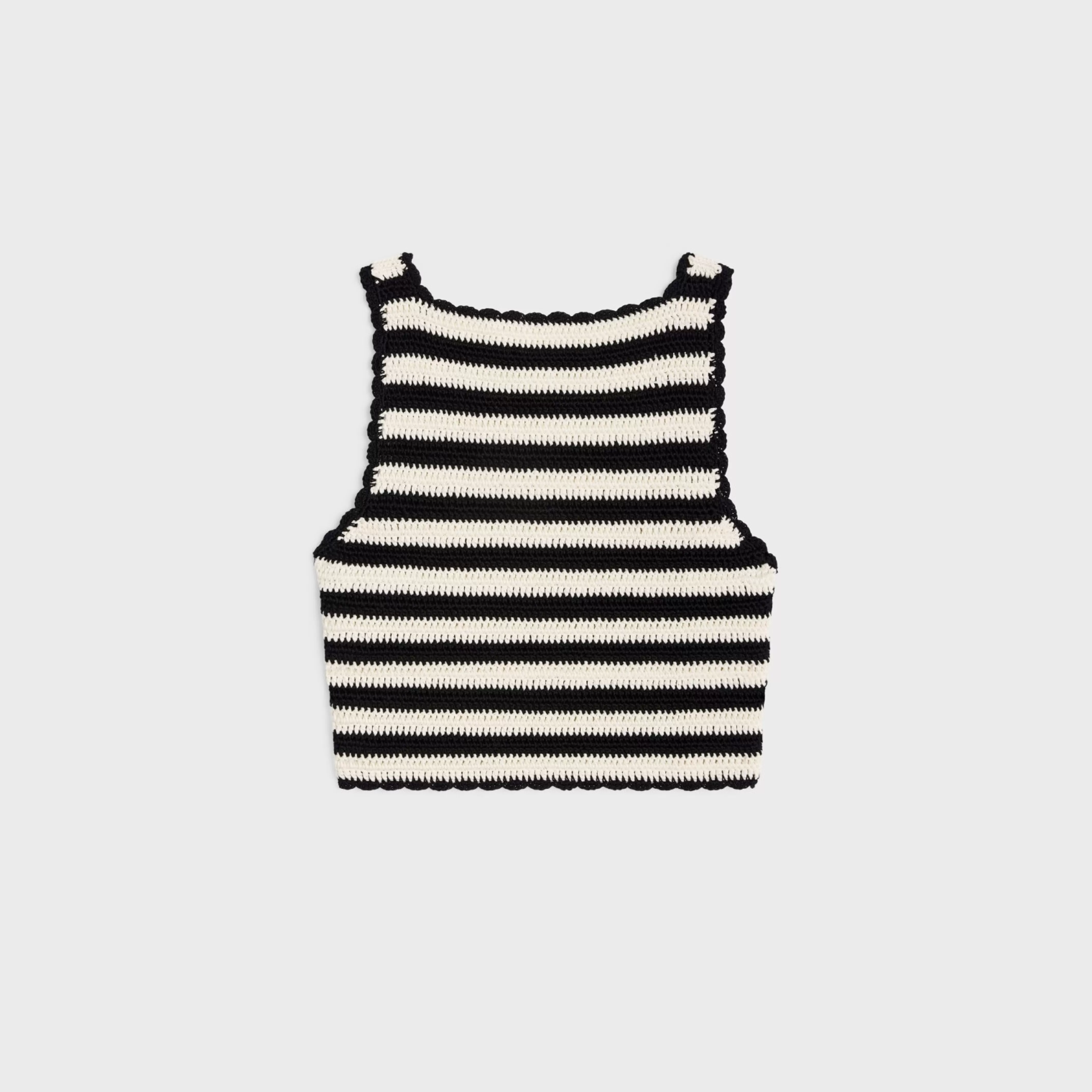 triomphe striped crop top in crocheted cotton^CELINE Best