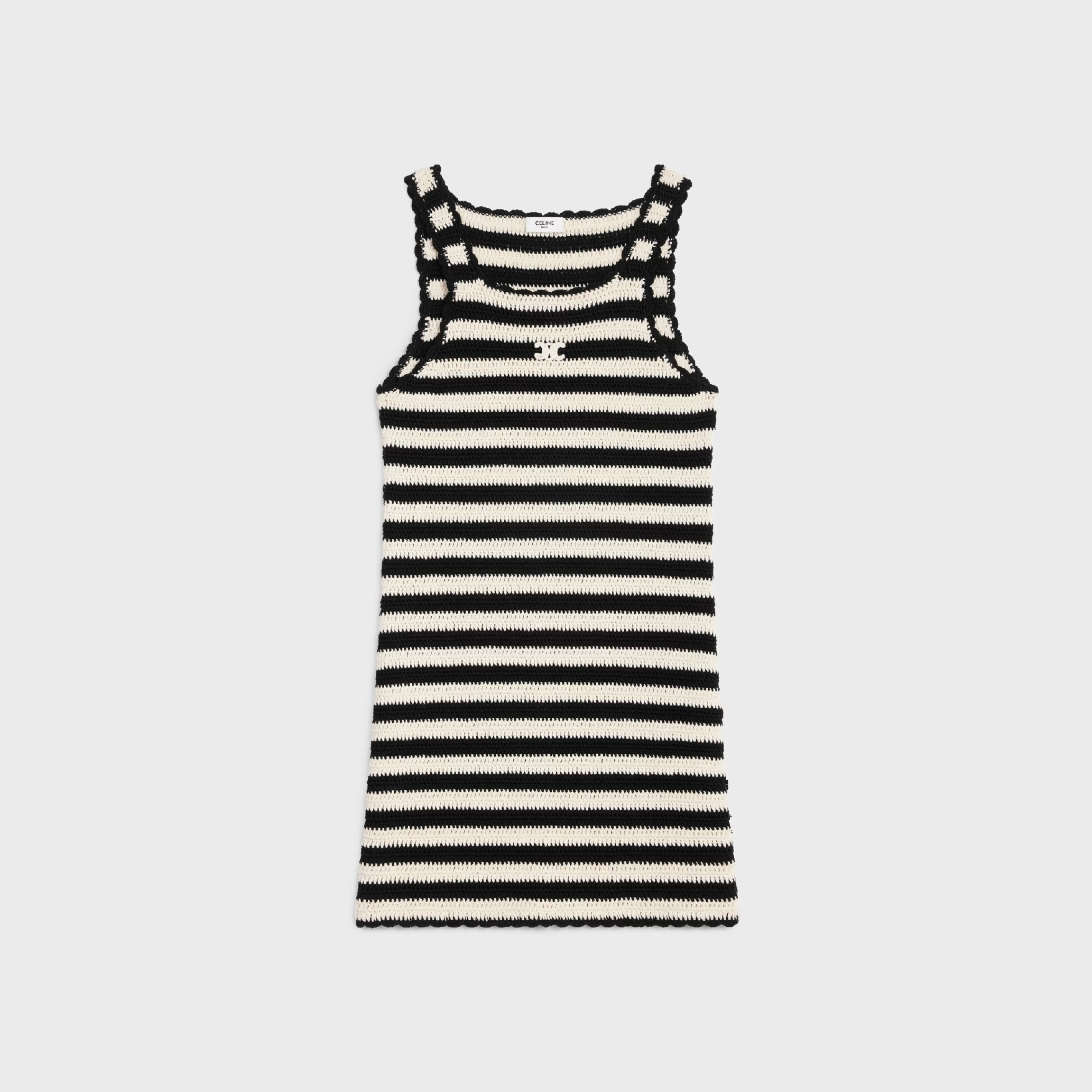 triomphe striped mini dress in crocheted cotton^CELINE Cheap