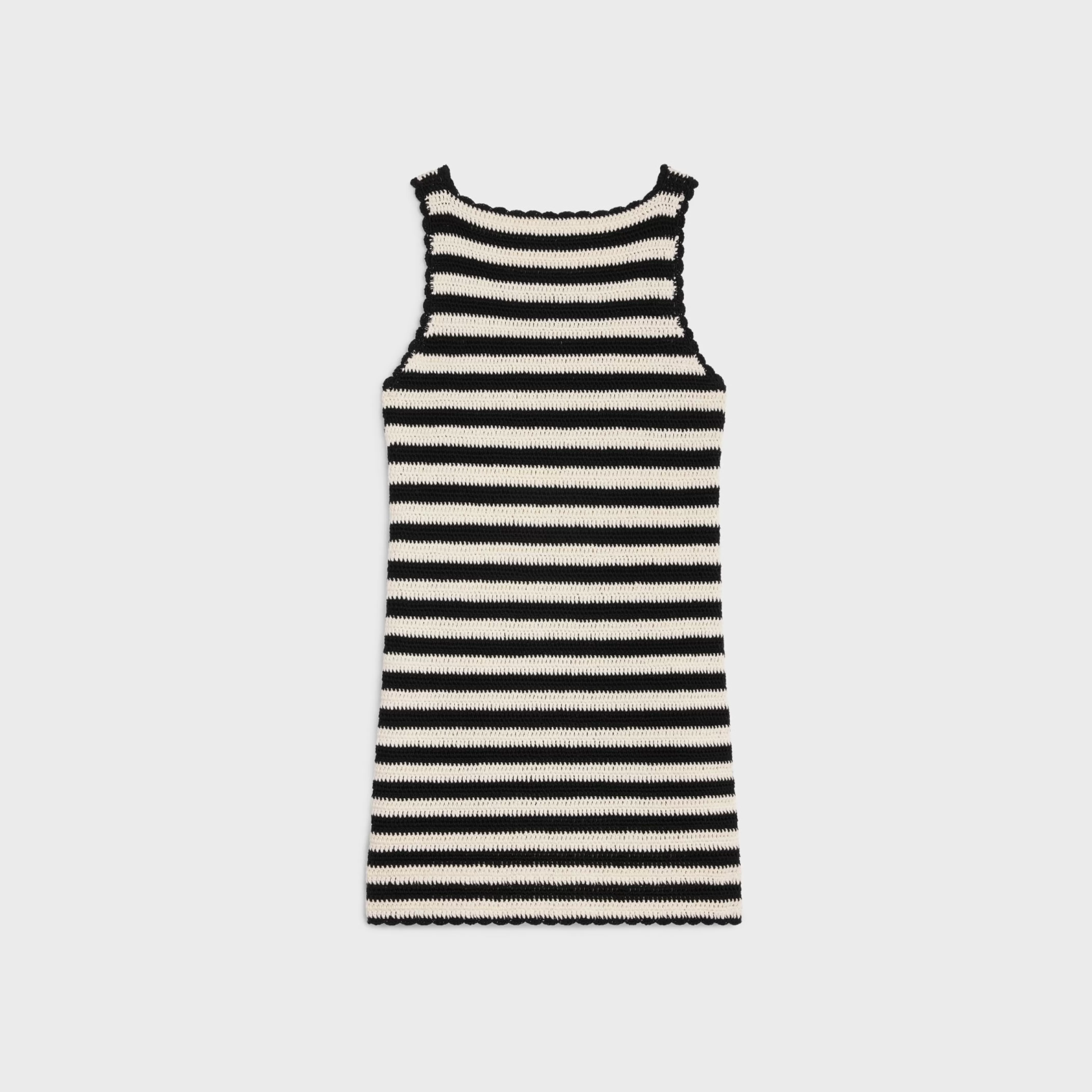 triomphe striped mini dress in crocheted cotton^CELINE Cheap