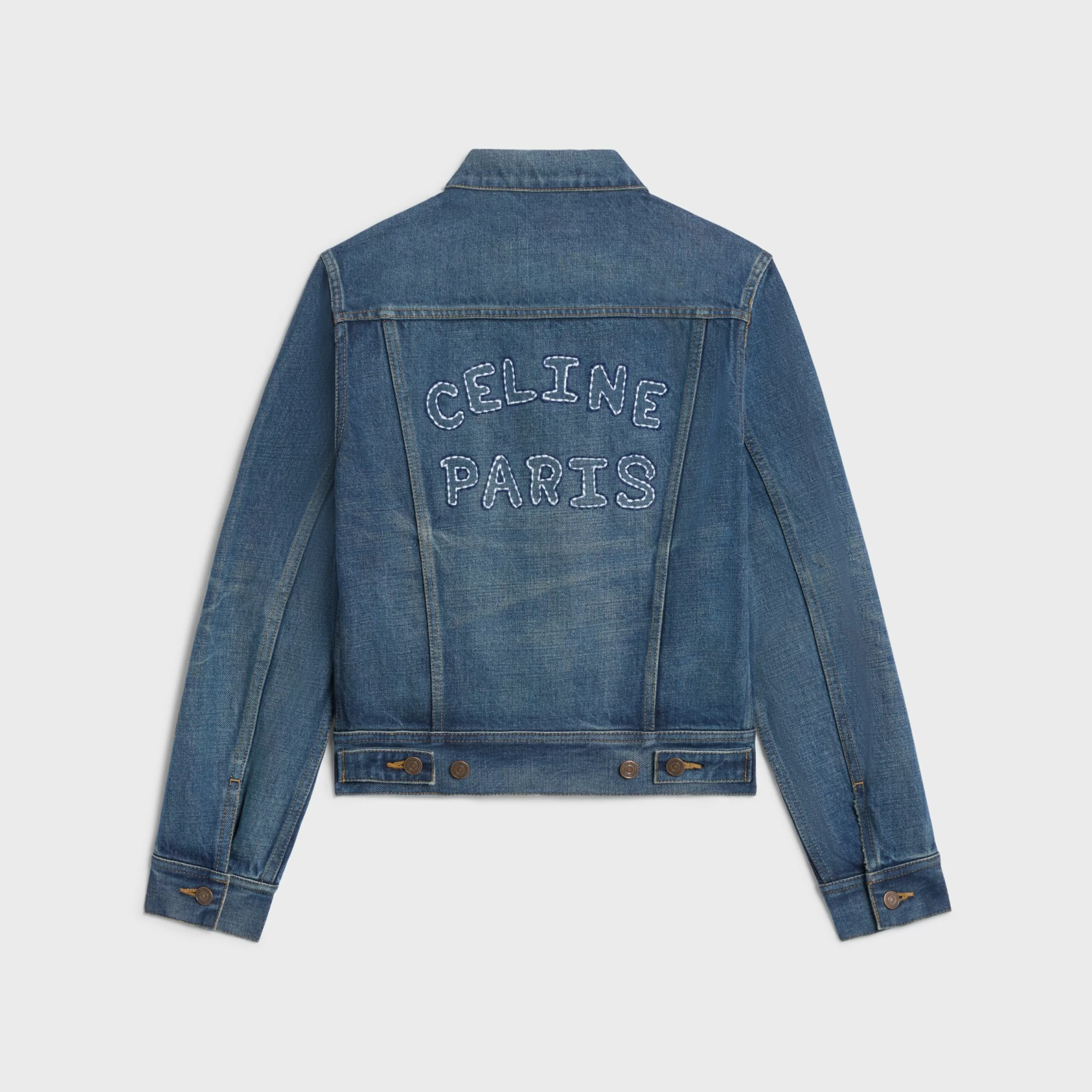 Trucker jacket in dark union wash denim^CELINE Clearance