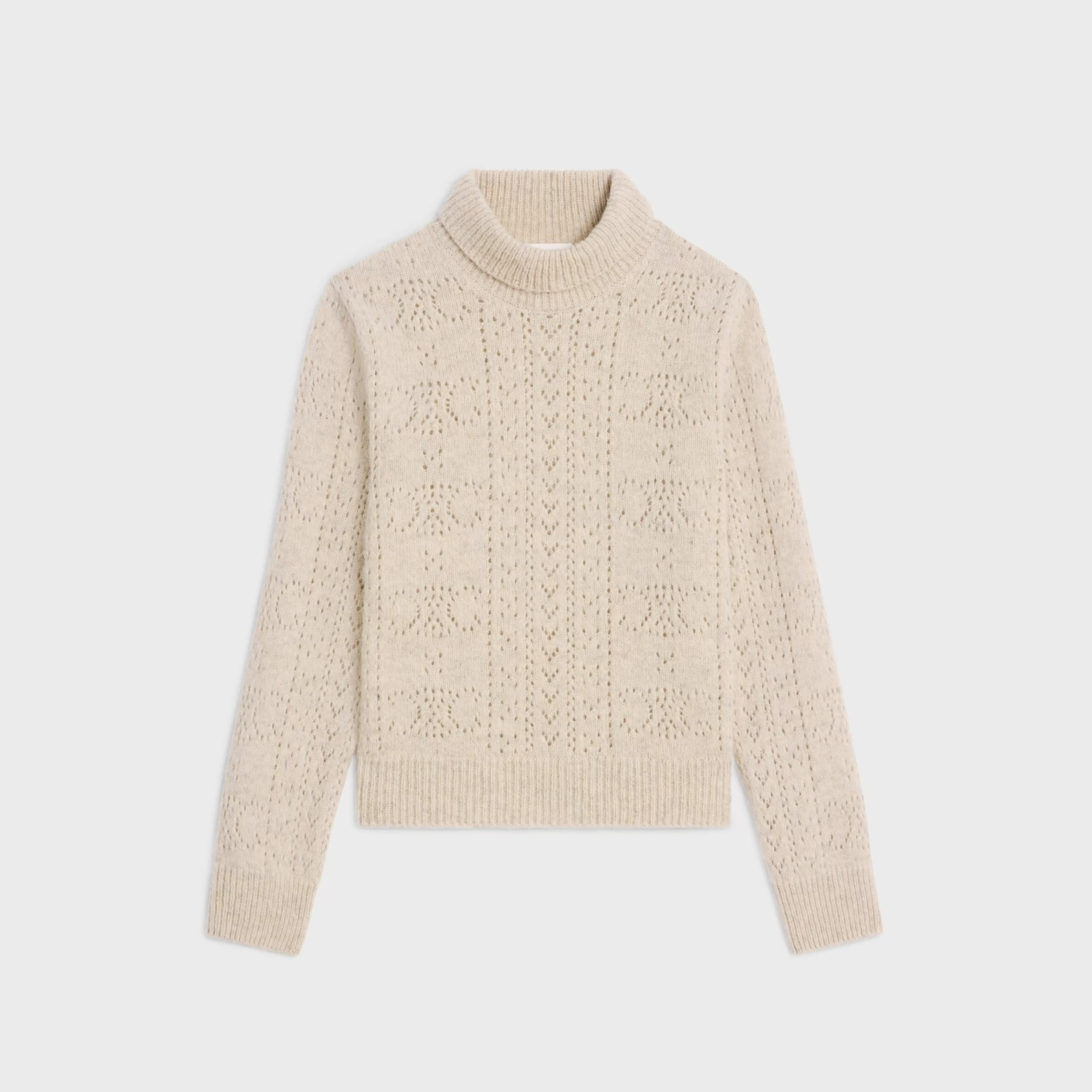 turtleneck sweater in Shetland pointelle^CELINE Store