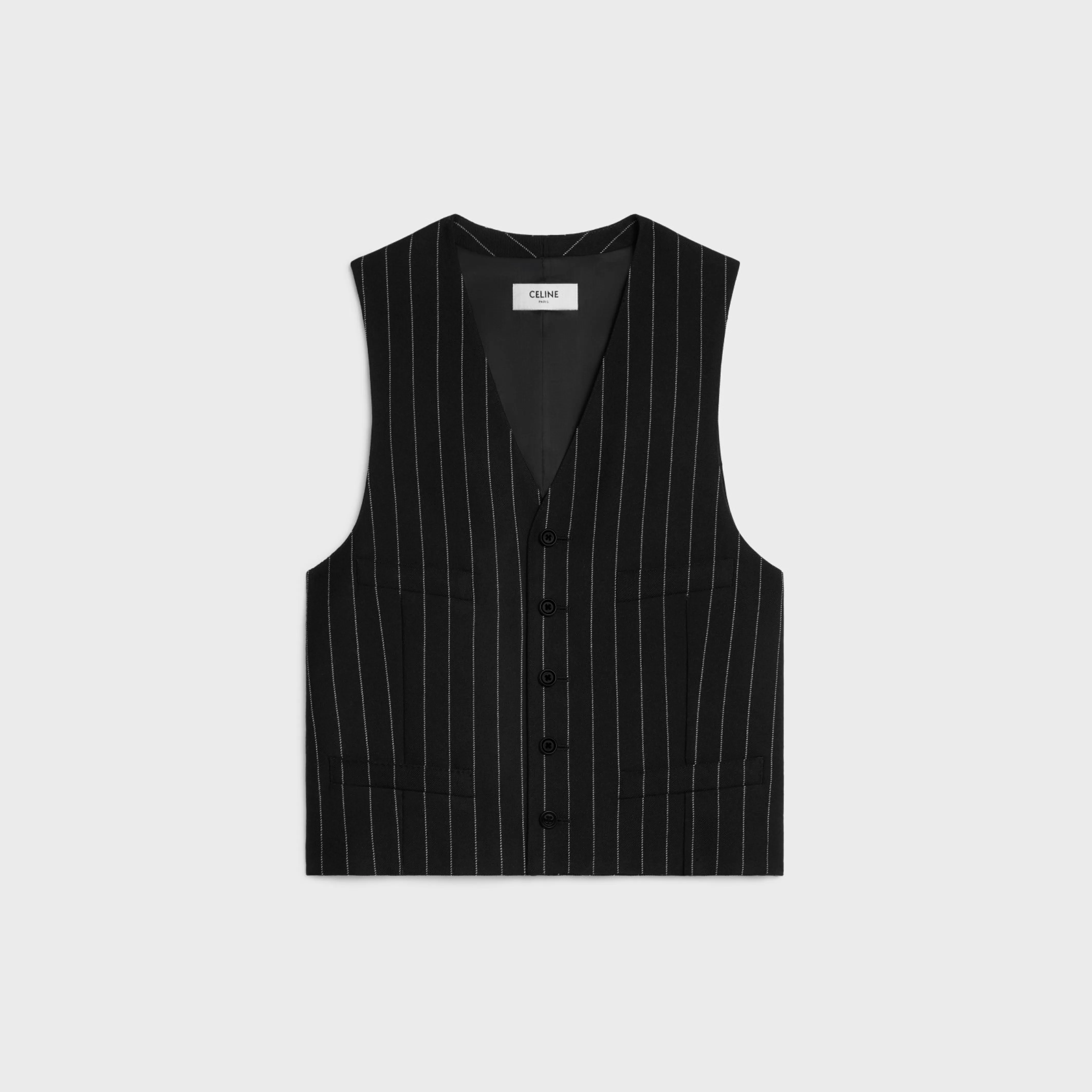 vest in wide pinstripe virgin wool^CELINE Online