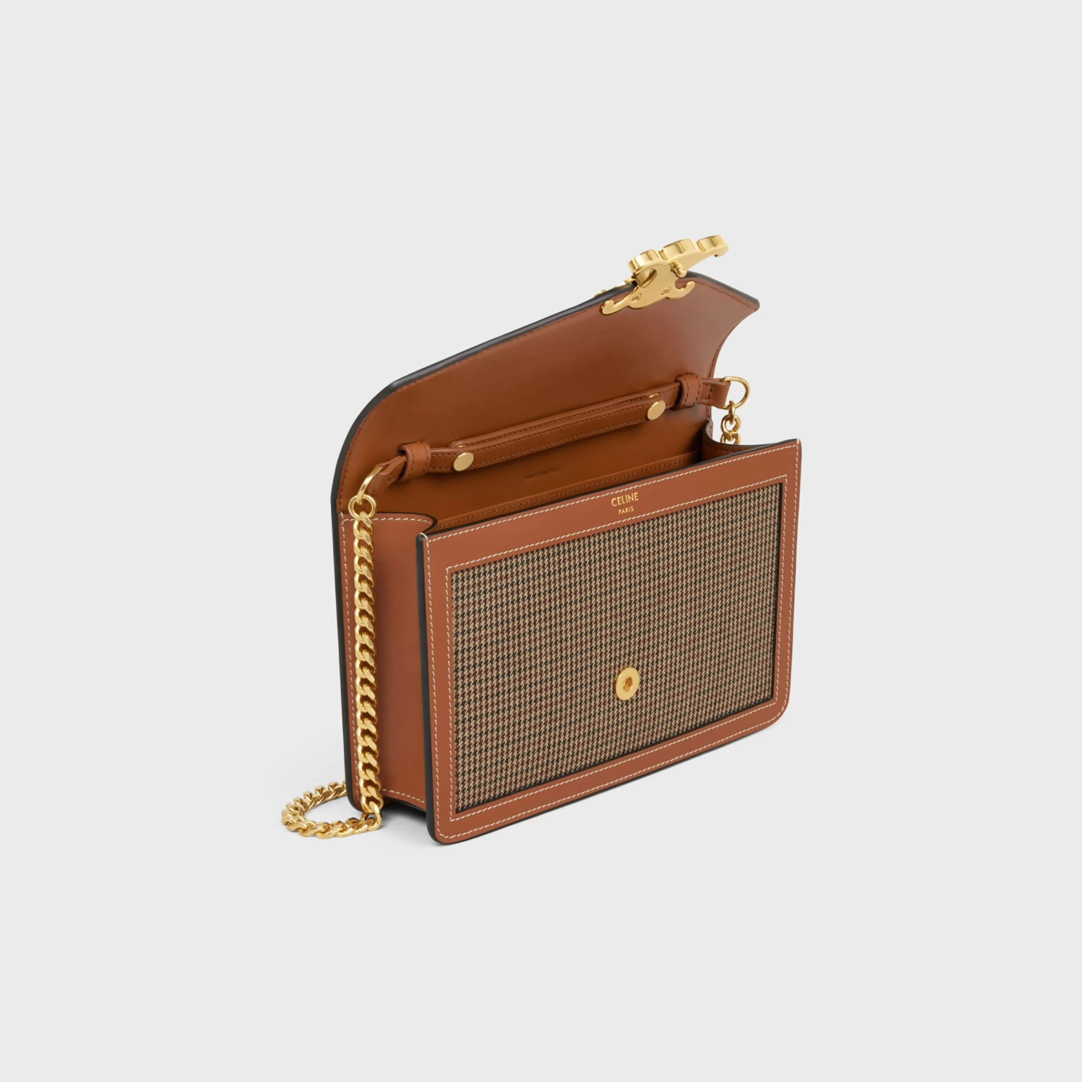 WALLET ON CHAIN MARGO in PIED DE POULE TEXTILE AND CALFSKIN^CELINE Sale