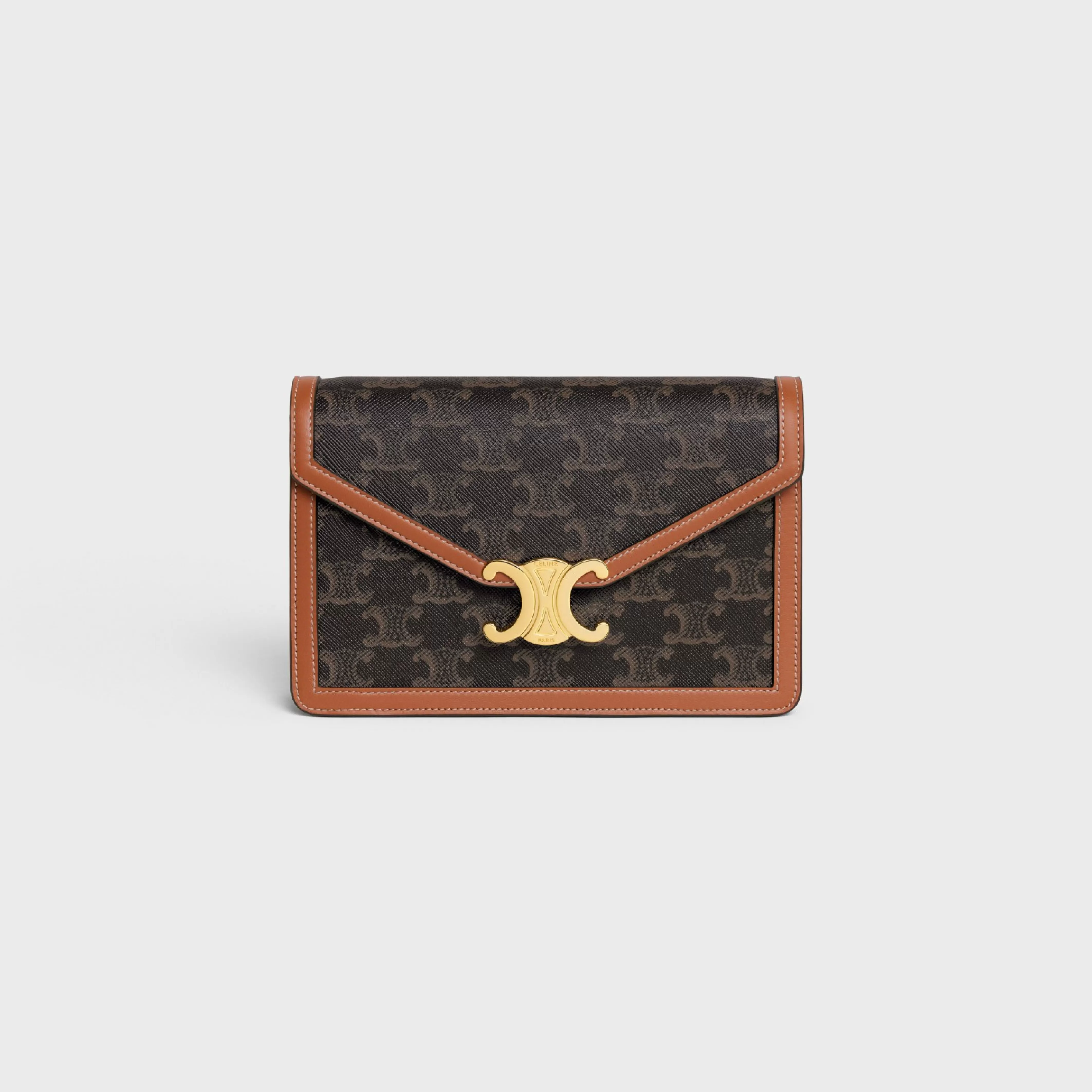 WALLET ON CHAIN MARGO in TRIOMPHE CANVAS and calfskin^CELINE Fashion