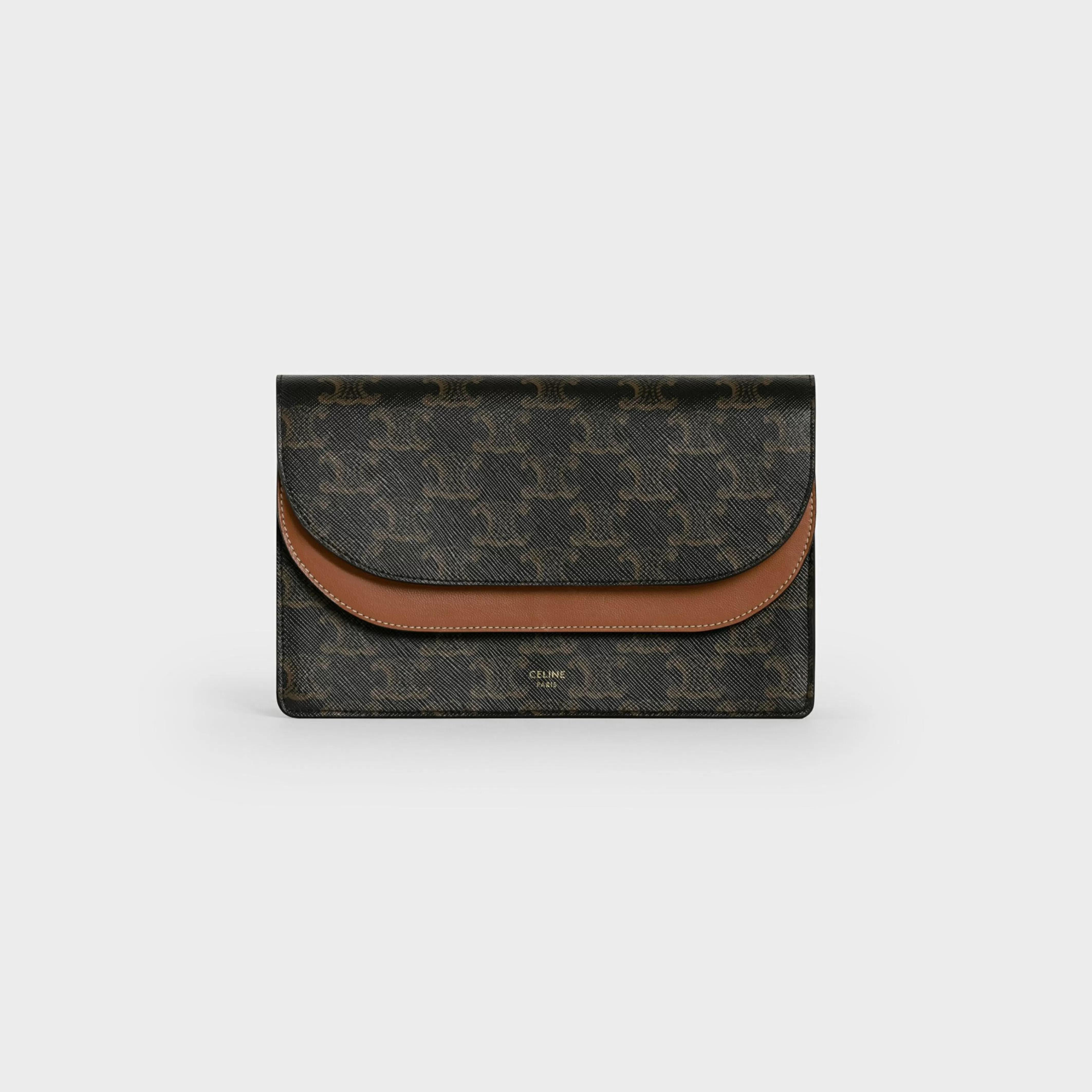 Wallet on strap in Triomphe Canvas and Smooth Lambskin^CELINE Best Sale