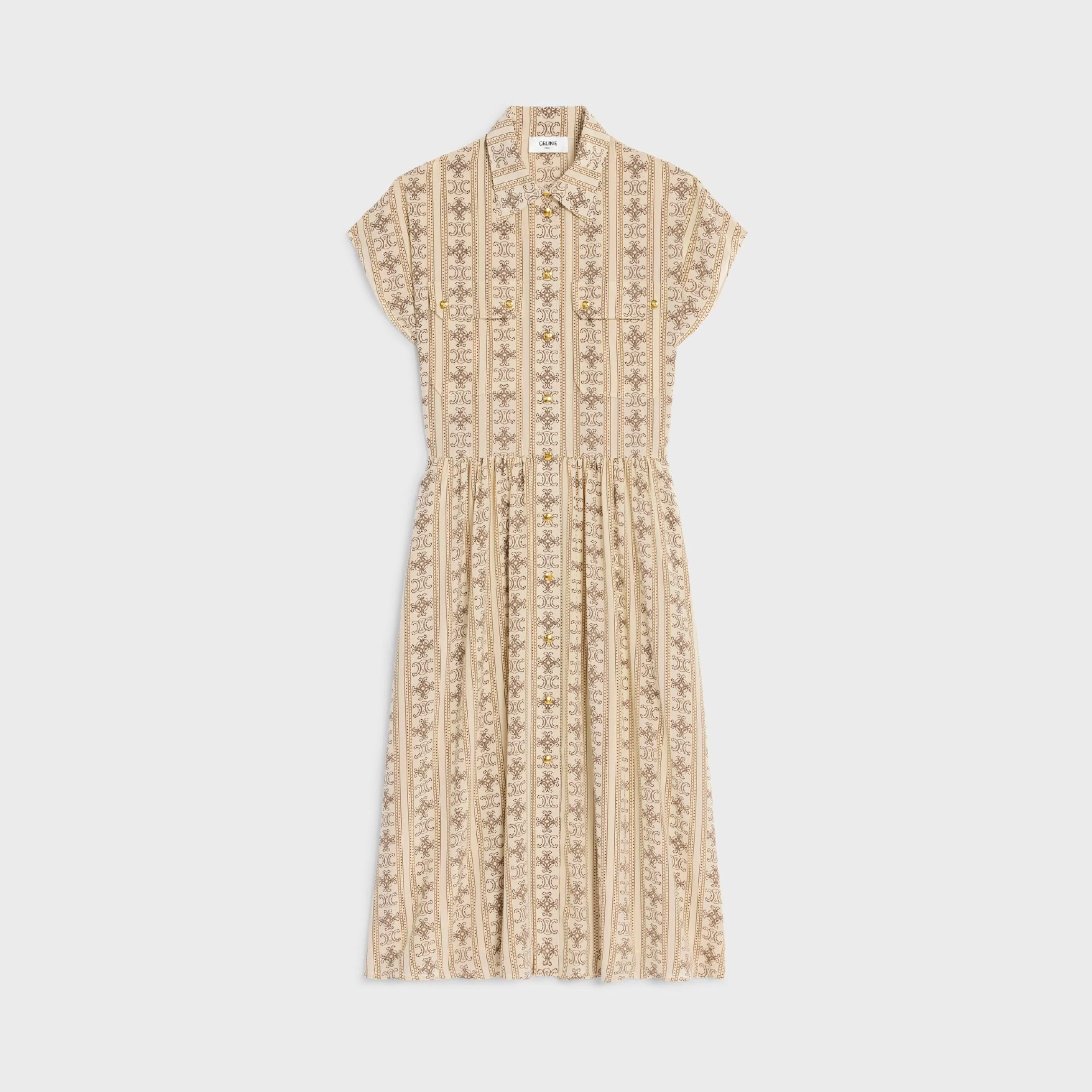 workwear dress in crêpe de chine^CELINE Clearance