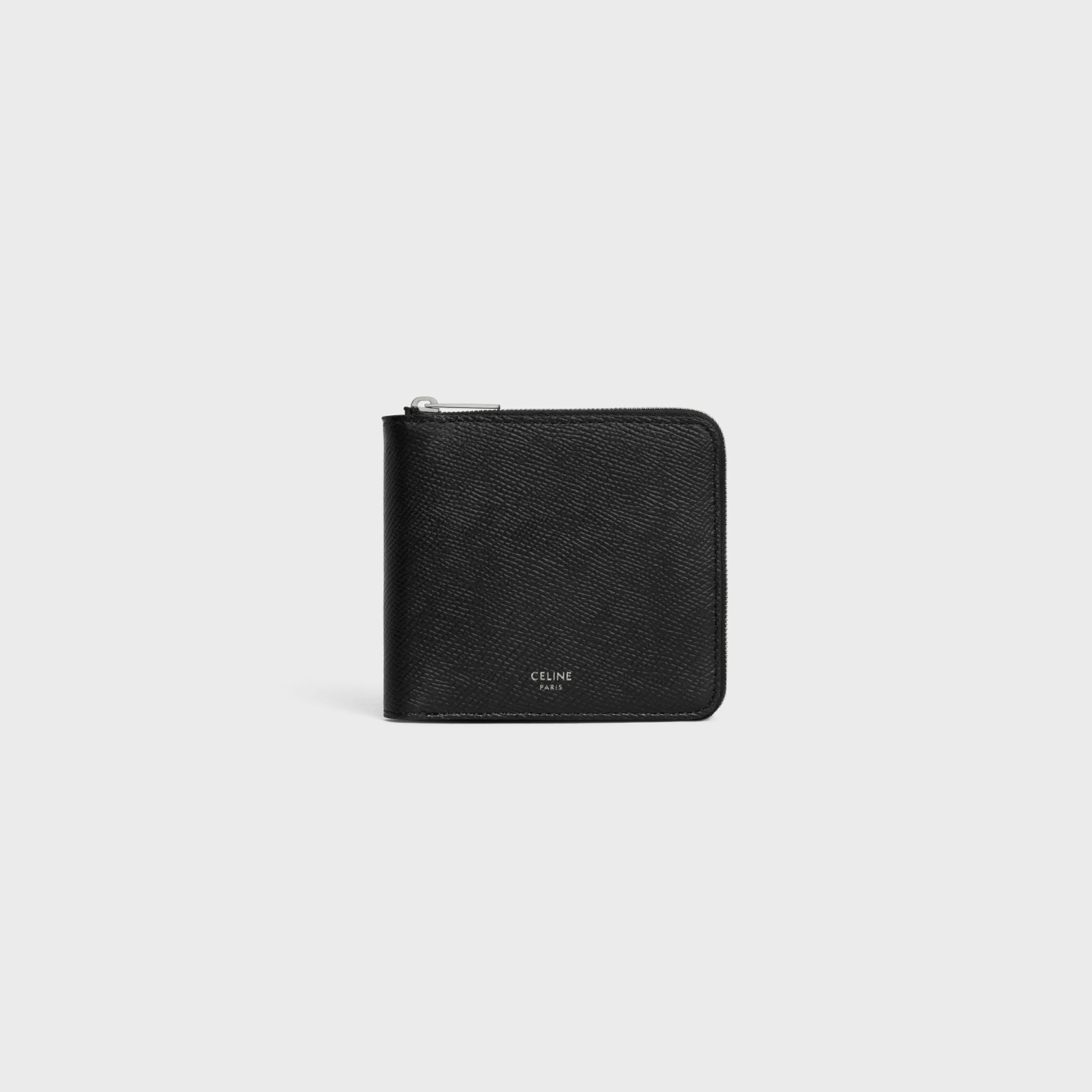 ZIPPED BI-FOLD WALLET Essentials Grained Calfskin^CELINE Discount