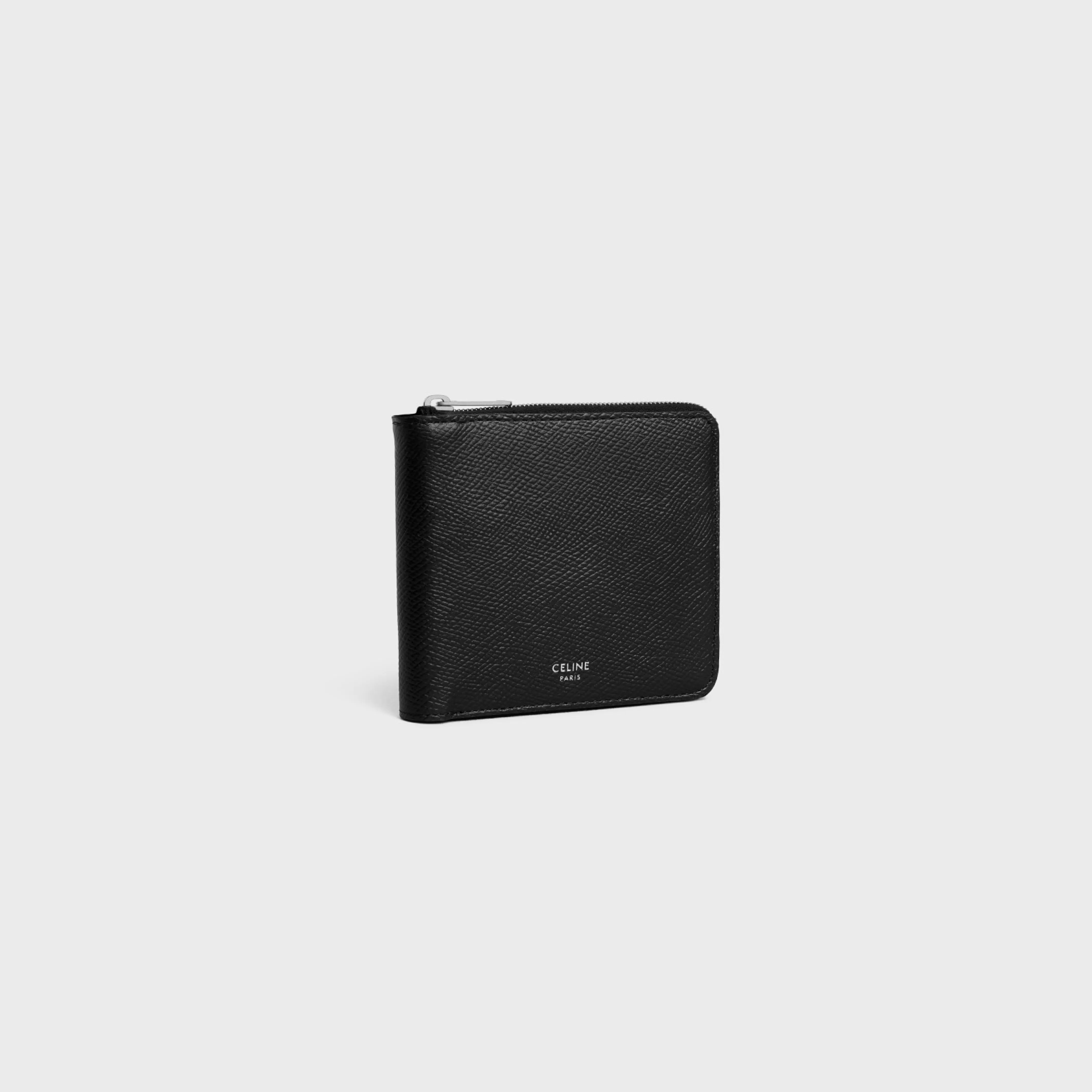 ZIPPED BI-FOLD WALLET Essentials Grained Calfskin^CELINE Discount