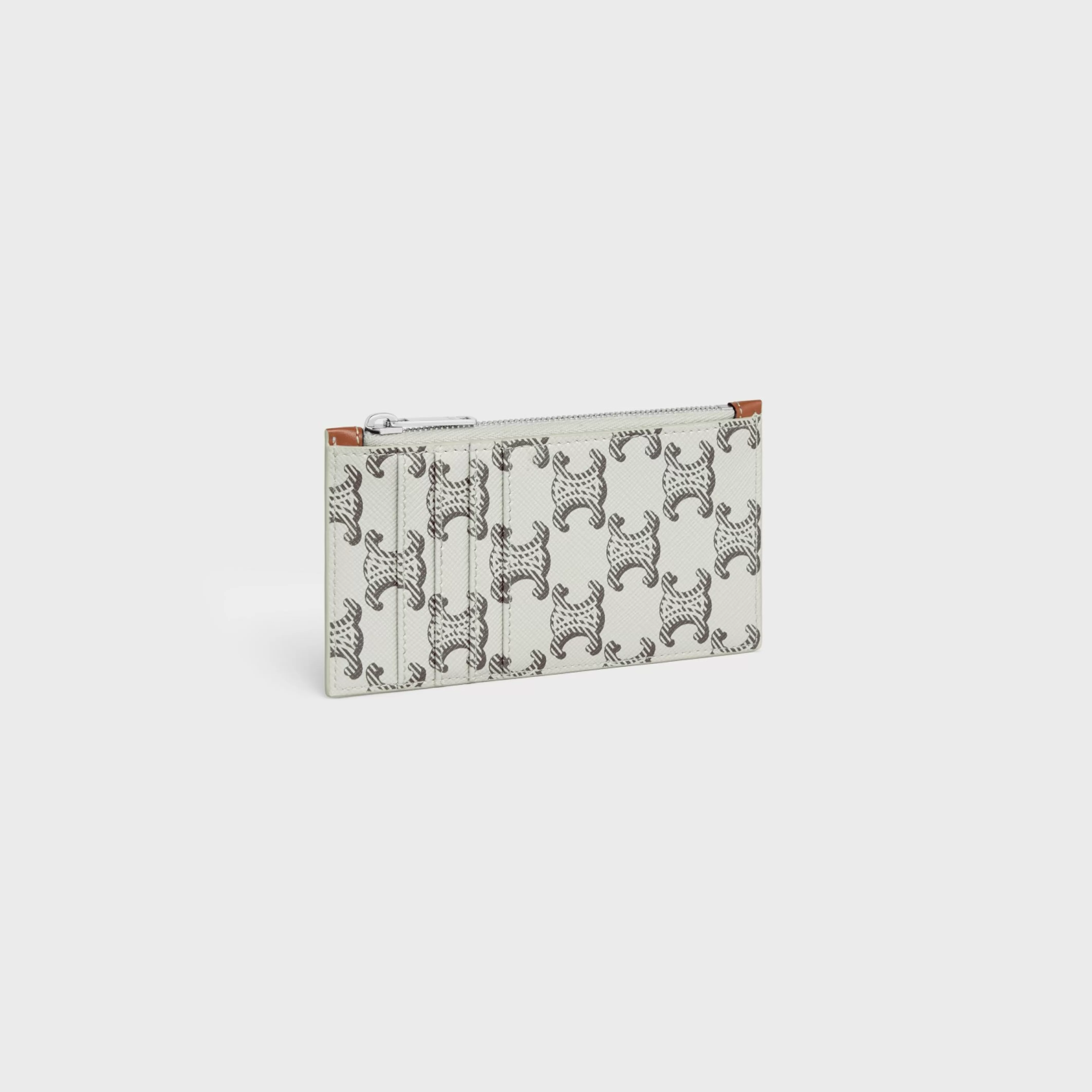 Zipped card holder in Triomphe canvas AND calfskin^CELINE Store