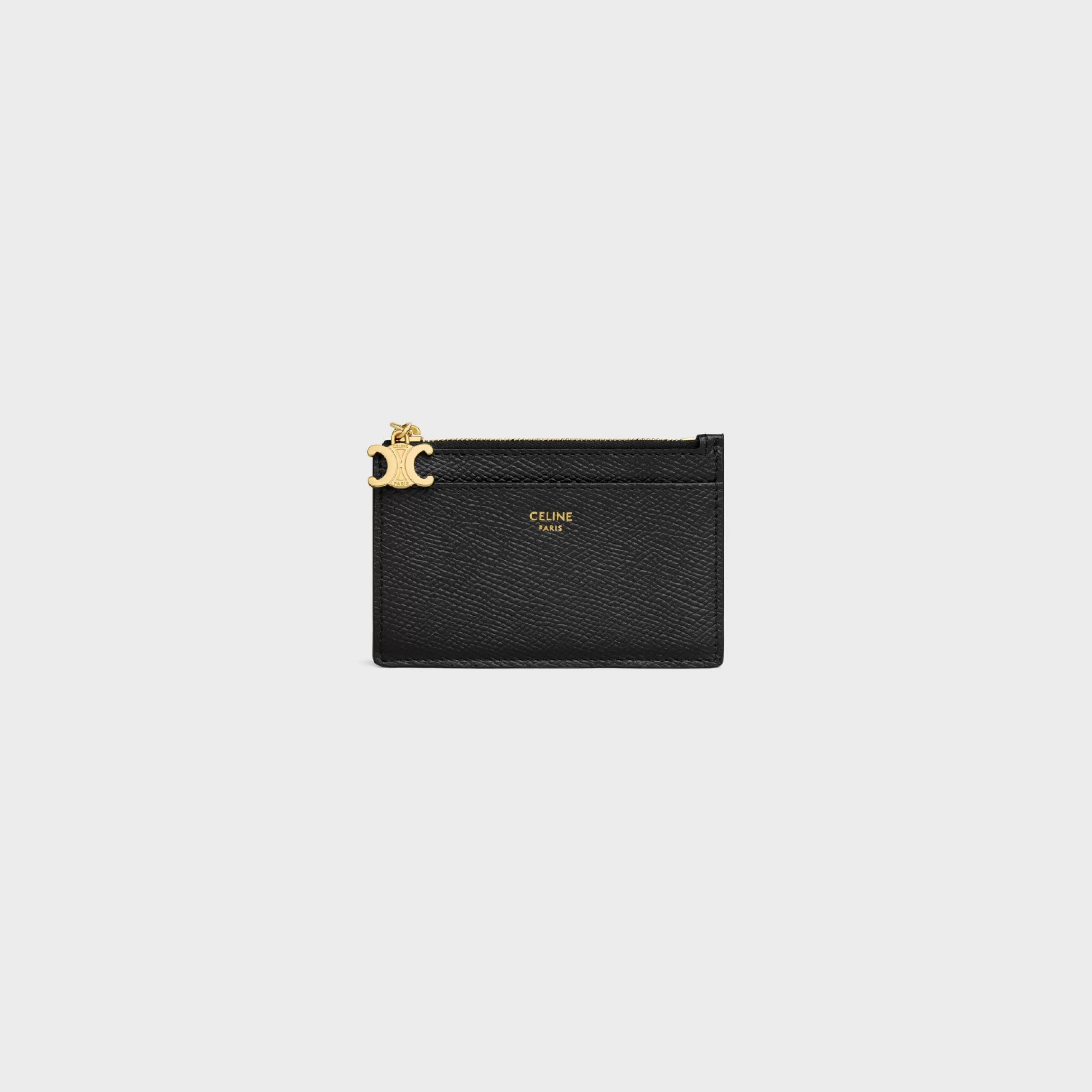 ZIPPED CARD HOLDER TRIOMPHE CHARMS in GRAINED CALFSKIN^CELINE Best Sale