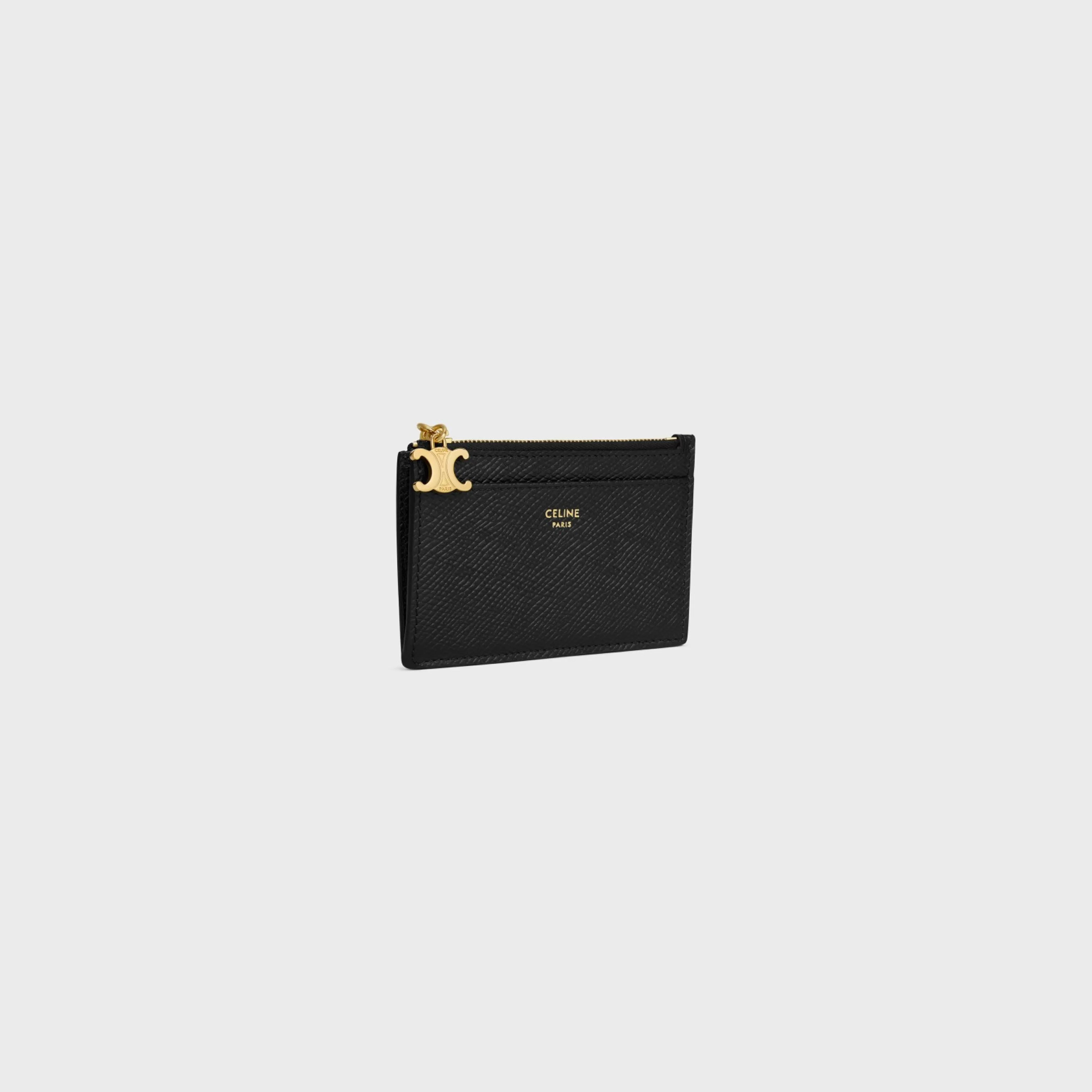 ZIPPED CARD HOLDER TRIOMPHE CHARMS in GRAINED CALFSKIN^CELINE Best Sale