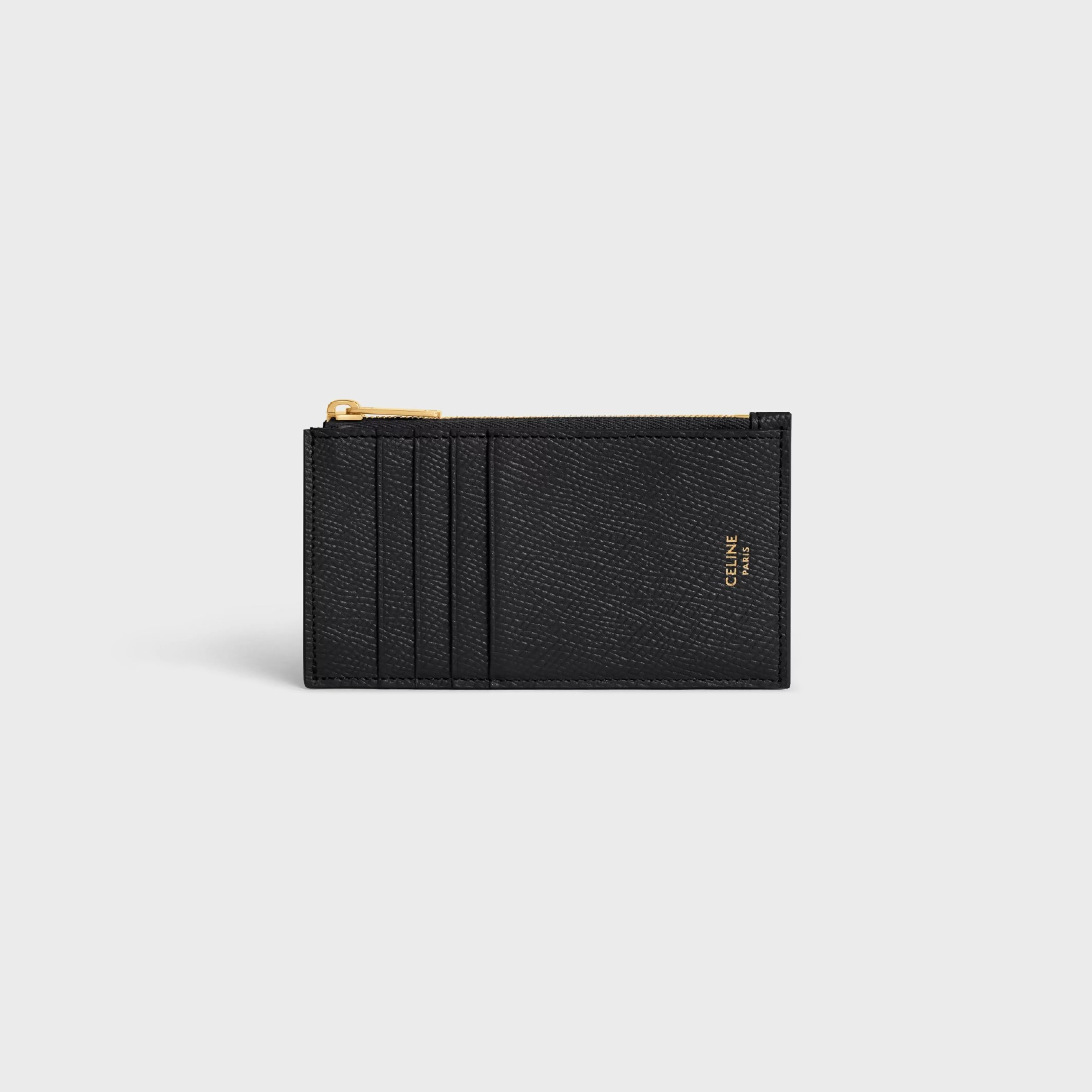 ZIPPED COMPACT CARD HOLDER ESSENTIALS in Grained Calfskin^CELINE Online