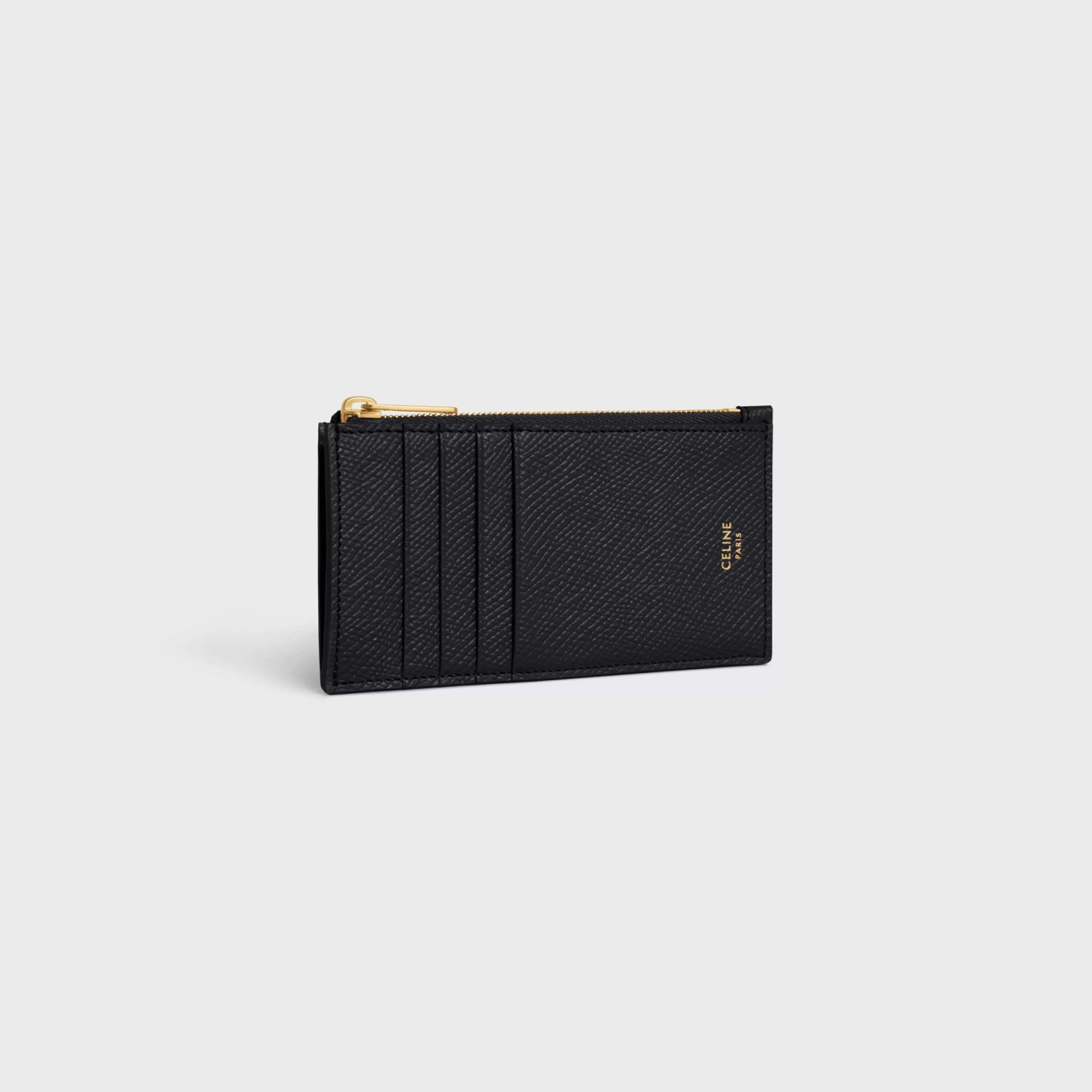 ZIPPED COMPACT CARD HOLDER ESSENTIALS in Grained Calfskin^CELINE Online