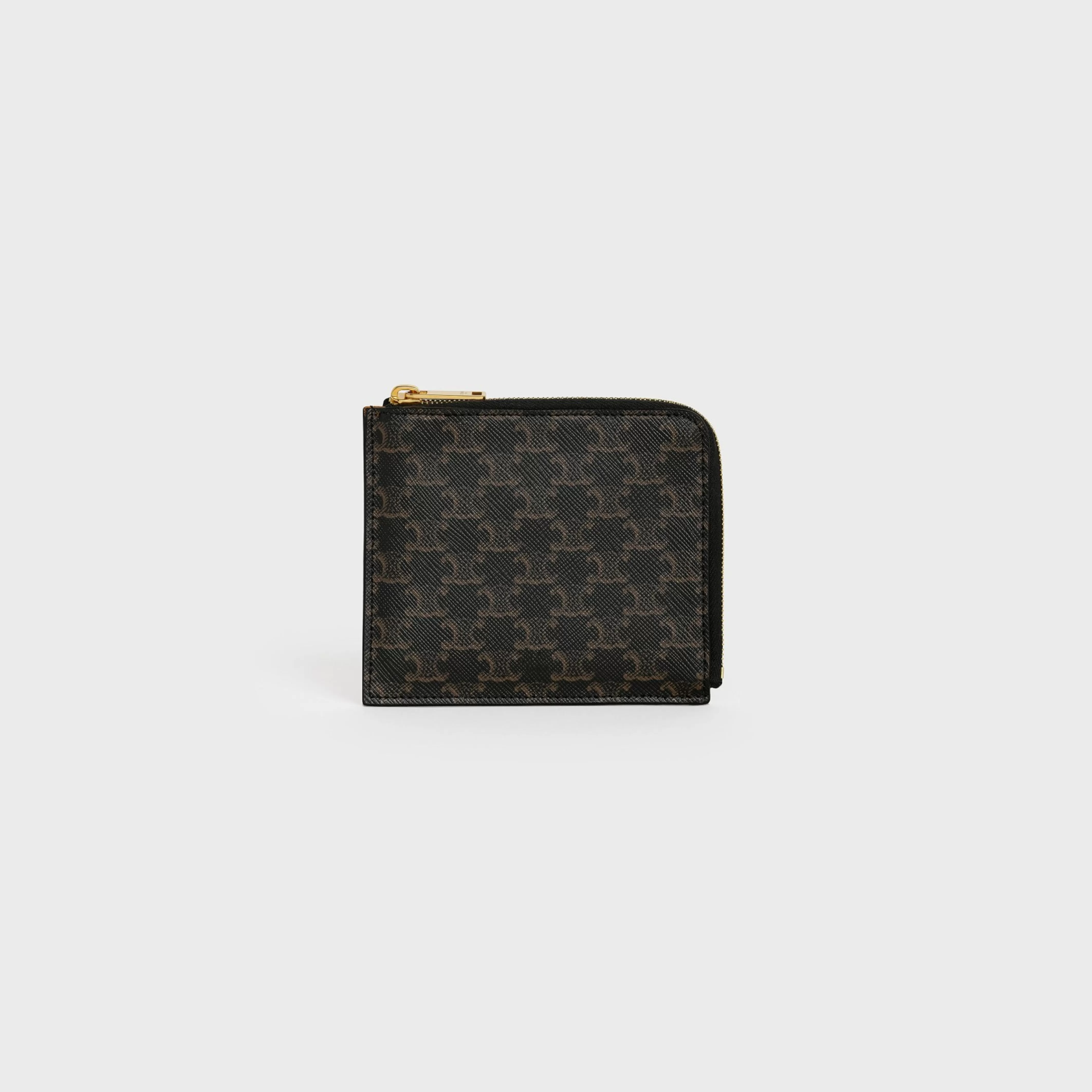 Zipped Purse with removable card holder in Triomphe Canvas and Lambskin^CELINE Store